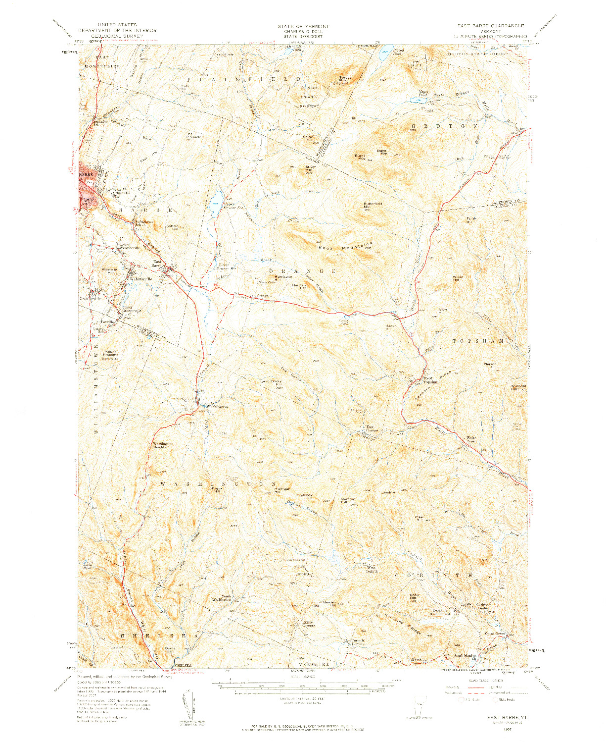 USGS 1:62500-SCALE QUADRANGLE FOR EAST BARRE, VT 1957