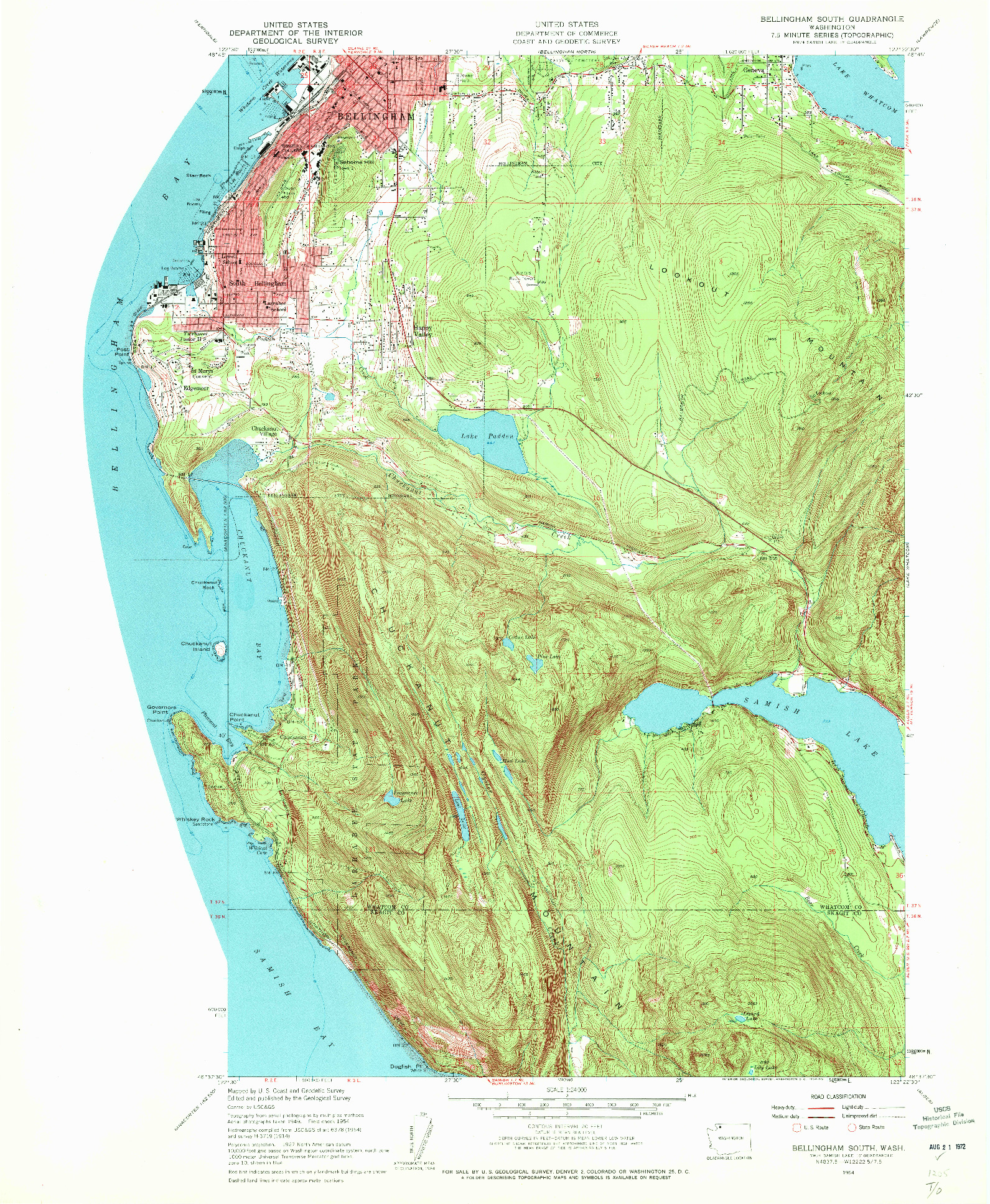 USGS 1:24000-SCALE QUADRANGLE FOR BELLINGHAM SOUTH, WA 1954