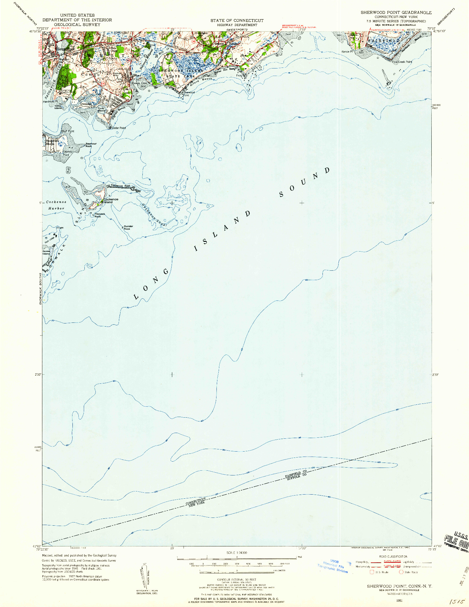 USGS 1:24000-SCALE QUADRANGLE FOR SHERWOOD POINT, CT 1951