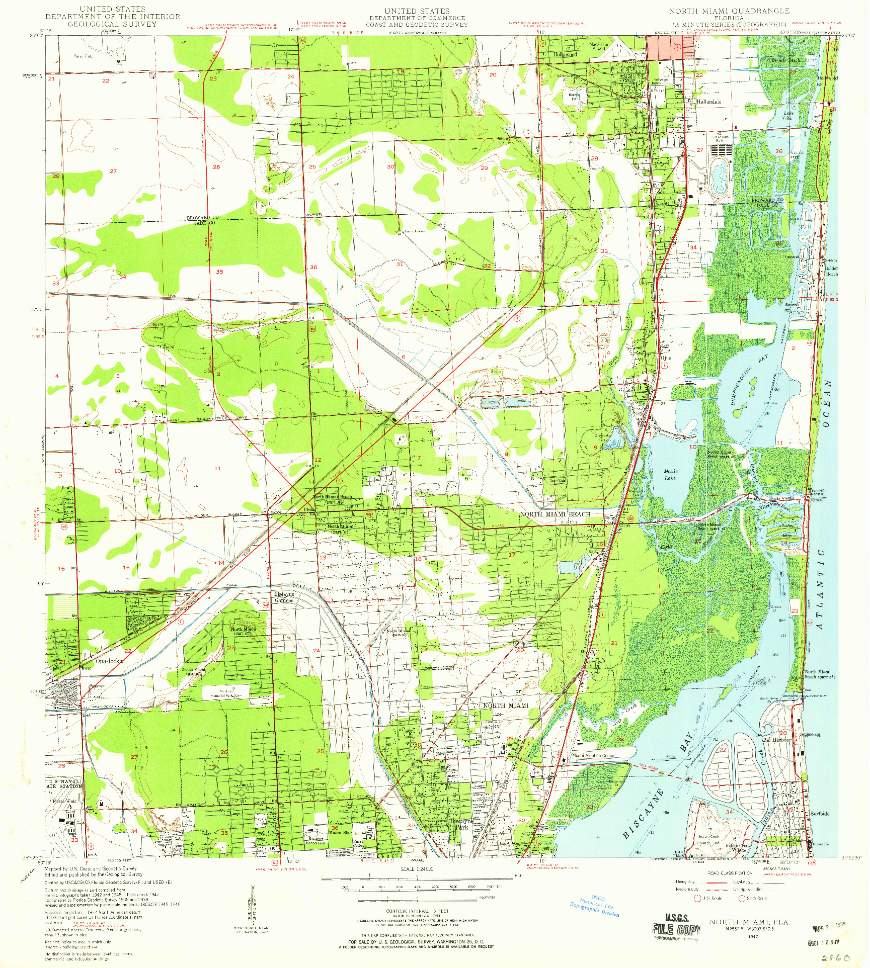 USGS 1:24000-SCALE QUADRANGLE FOR NORTH MIAMI, FL 1947