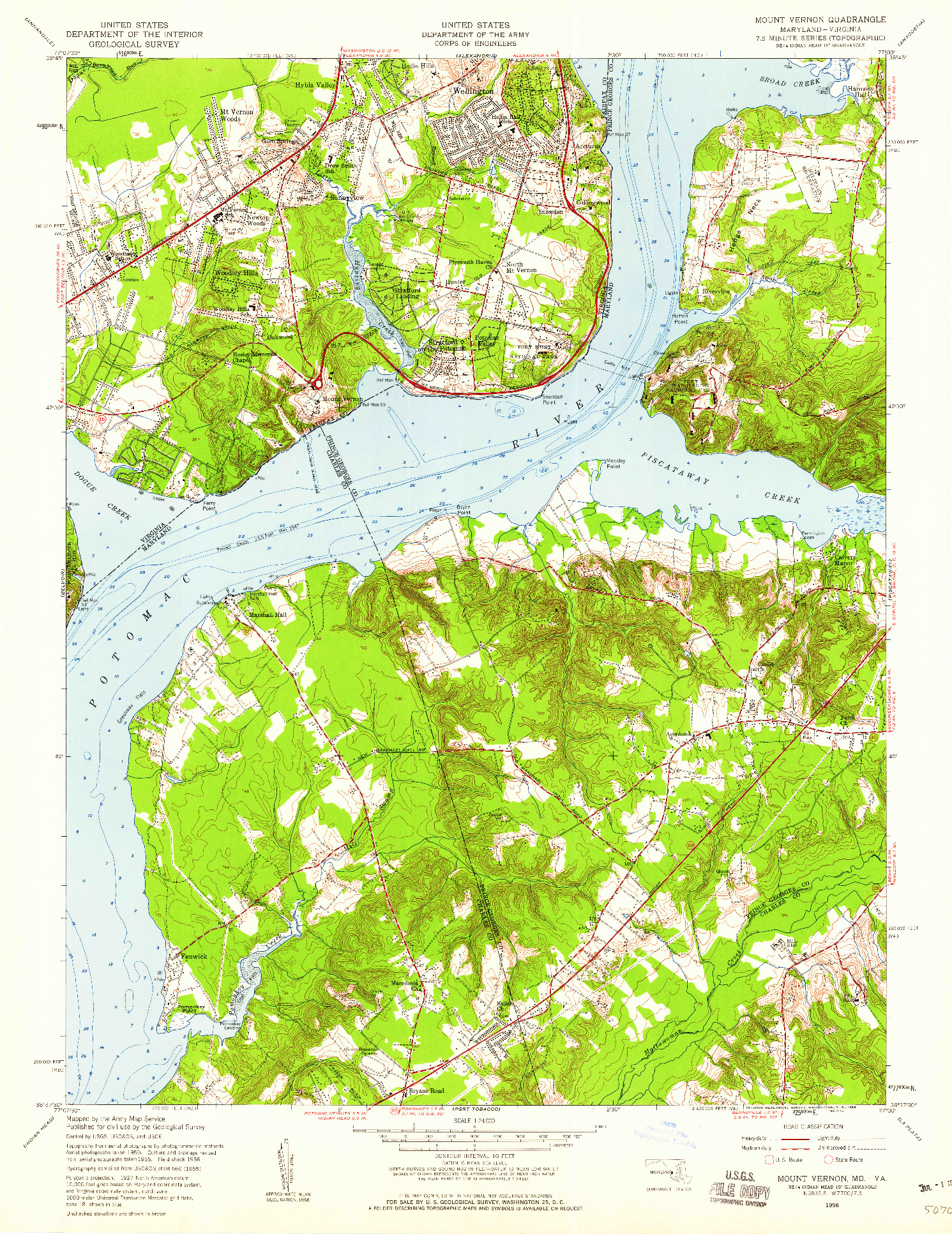 USGS 1:24000-SCALE QUADRANGLE FOR MOUNT VERNON, MD 1956