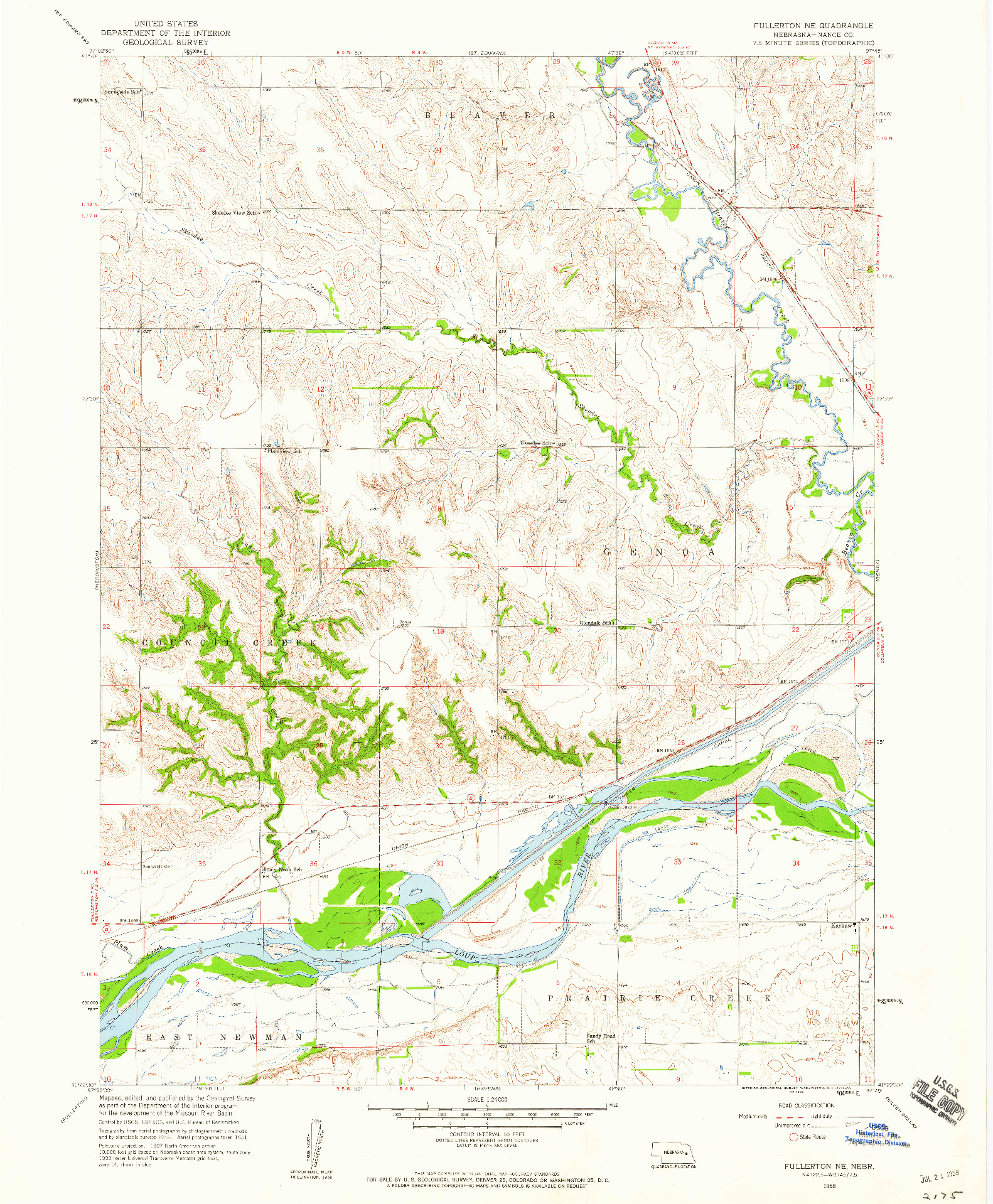 USGS 1:24000-SCALE QUADRANGLE FOR FULLERTON NE, NE 1958