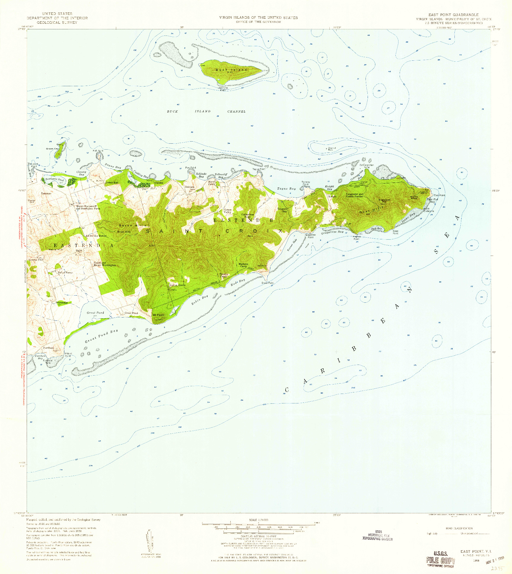 USGS 1:24000-SCALE QUADRANGLE FOR EAST POINT, VI 1958