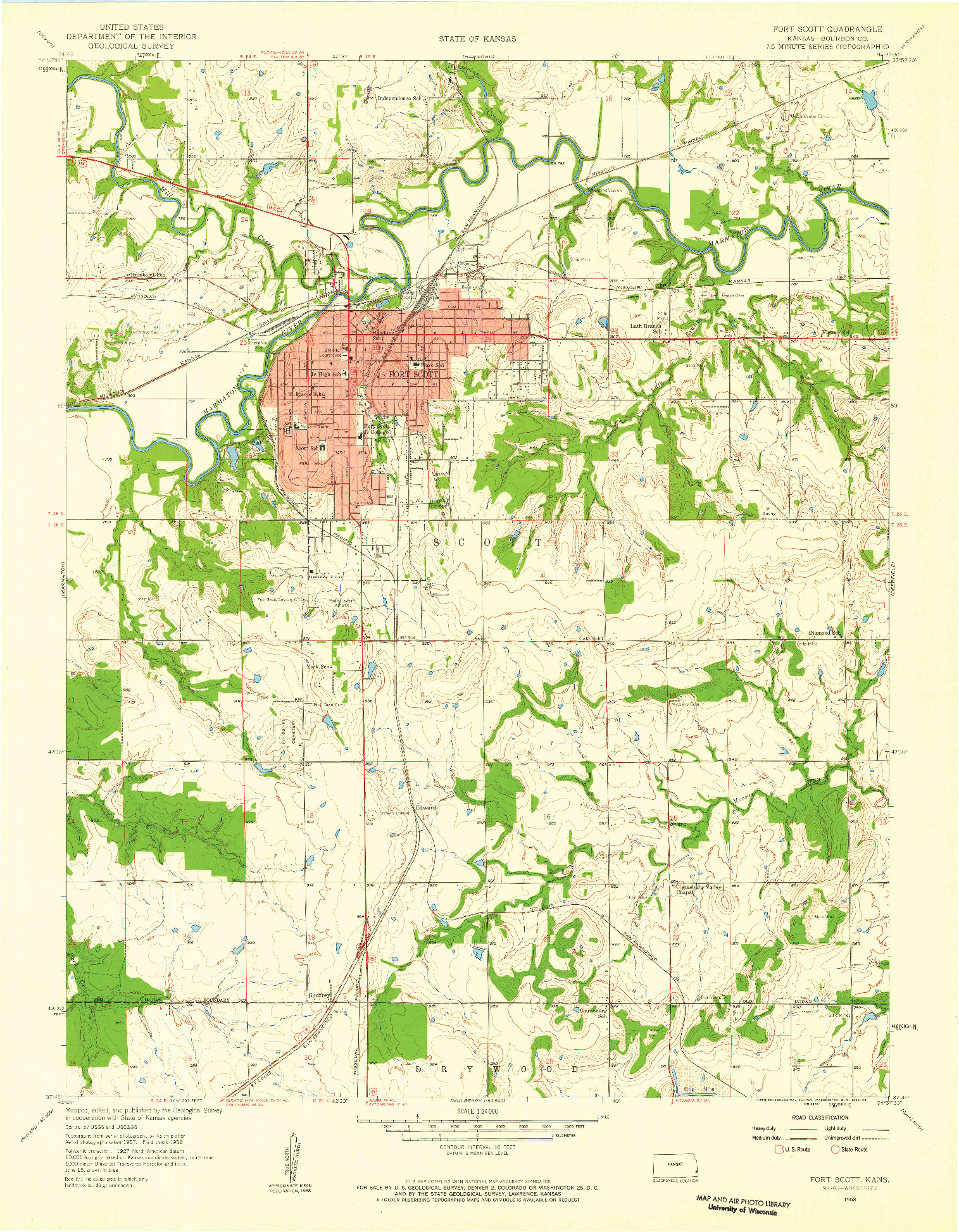 USGS 1:24000-SCALE QUADRANGLE FOR FORT SCOTT, KS 1958