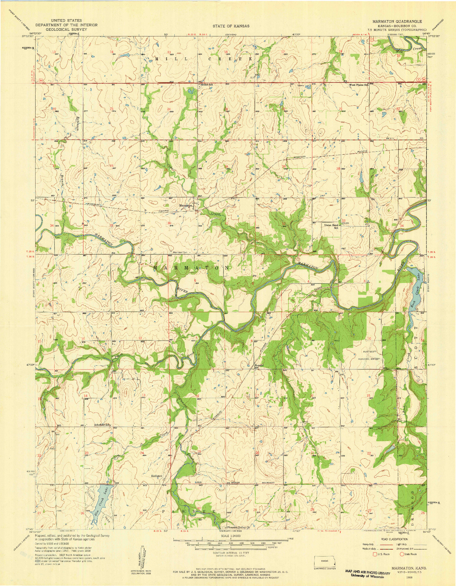 USGS 1:24000-SCALE QUADRANGLE FOR MARMATON, KS 1958