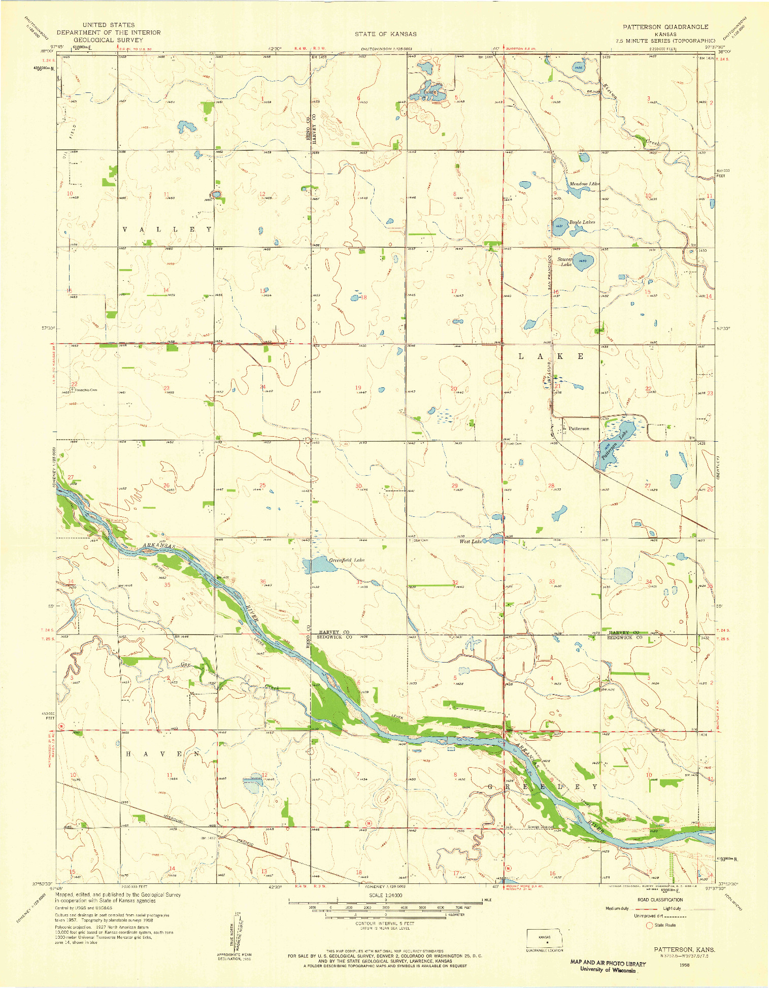 USGS 1:24000-SCALE QUADRANGLE FOR PATTERSON, KS 1958