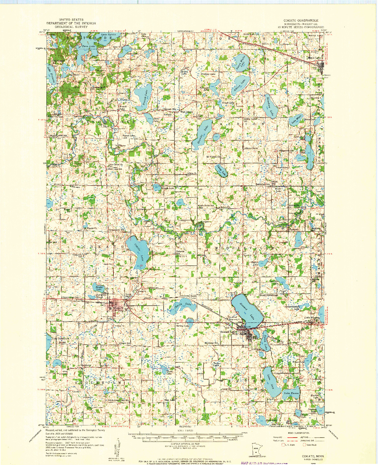 USGS 1:62500-SCALE QUADRANGLE FOR COKATO, MN 1958