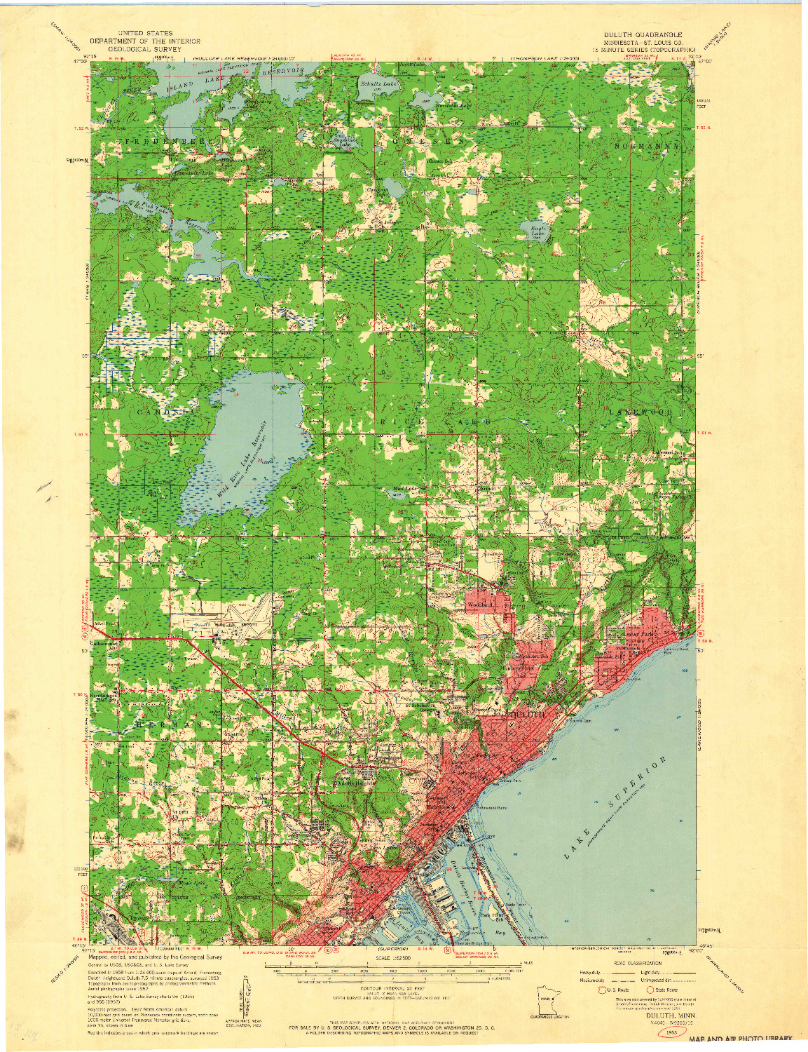 USGS 1:62500-SCALE QUADRANGLE FOR DULUTH, MN 1953