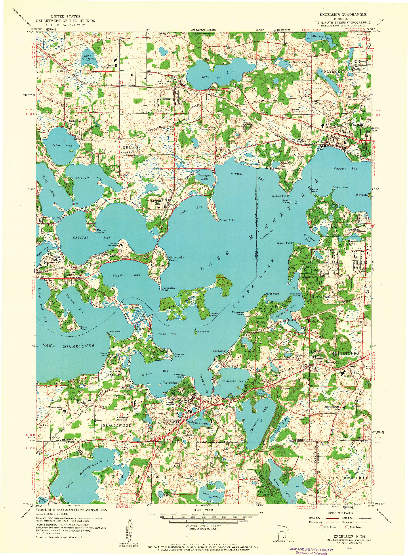 USGS 1:24000-SCALE QUADRANGLE FOR EXCELSIOR, MN 1958