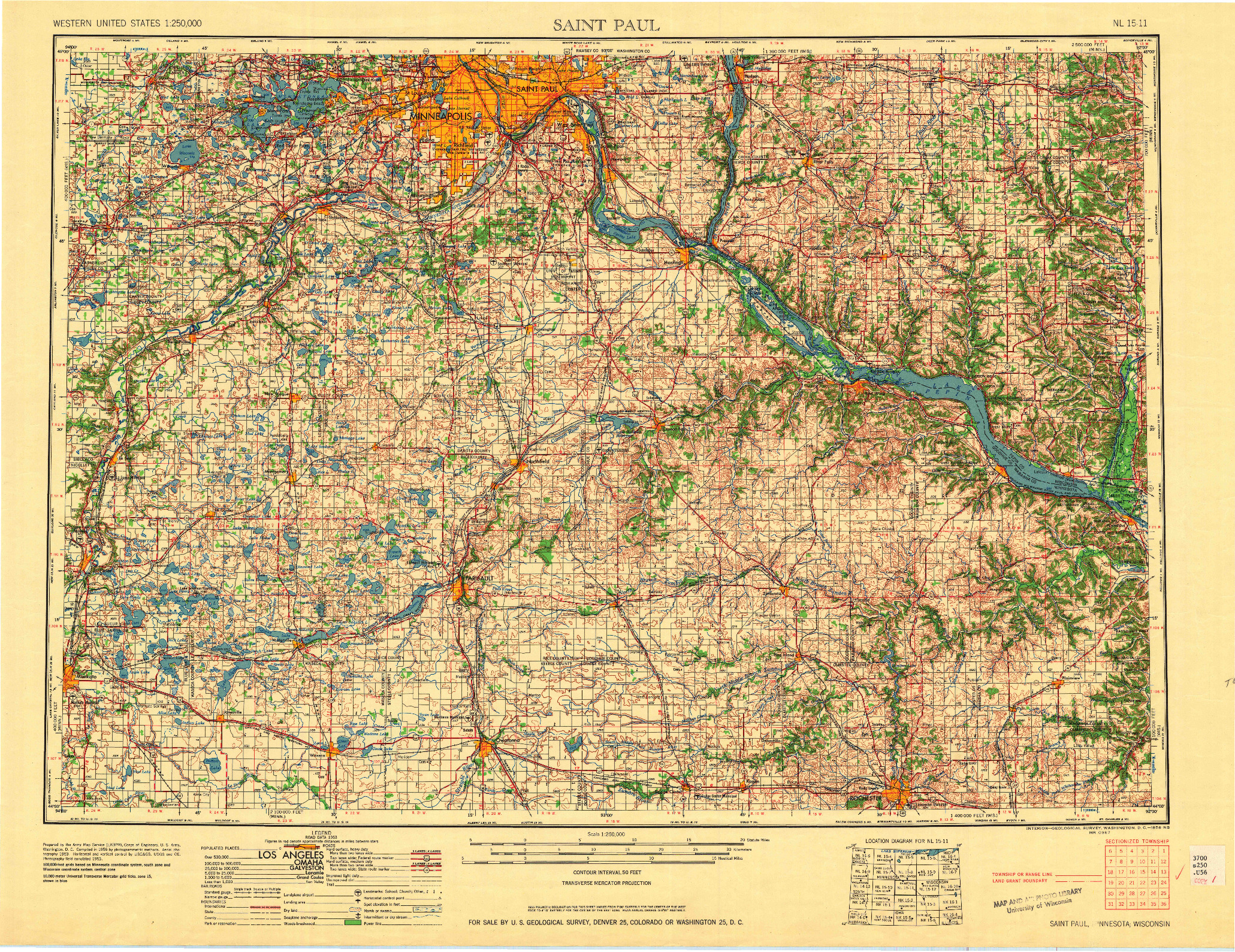 USGS 1:250000-SCALE QUADRANGLE FOR SAINT PAUL, MN 1959