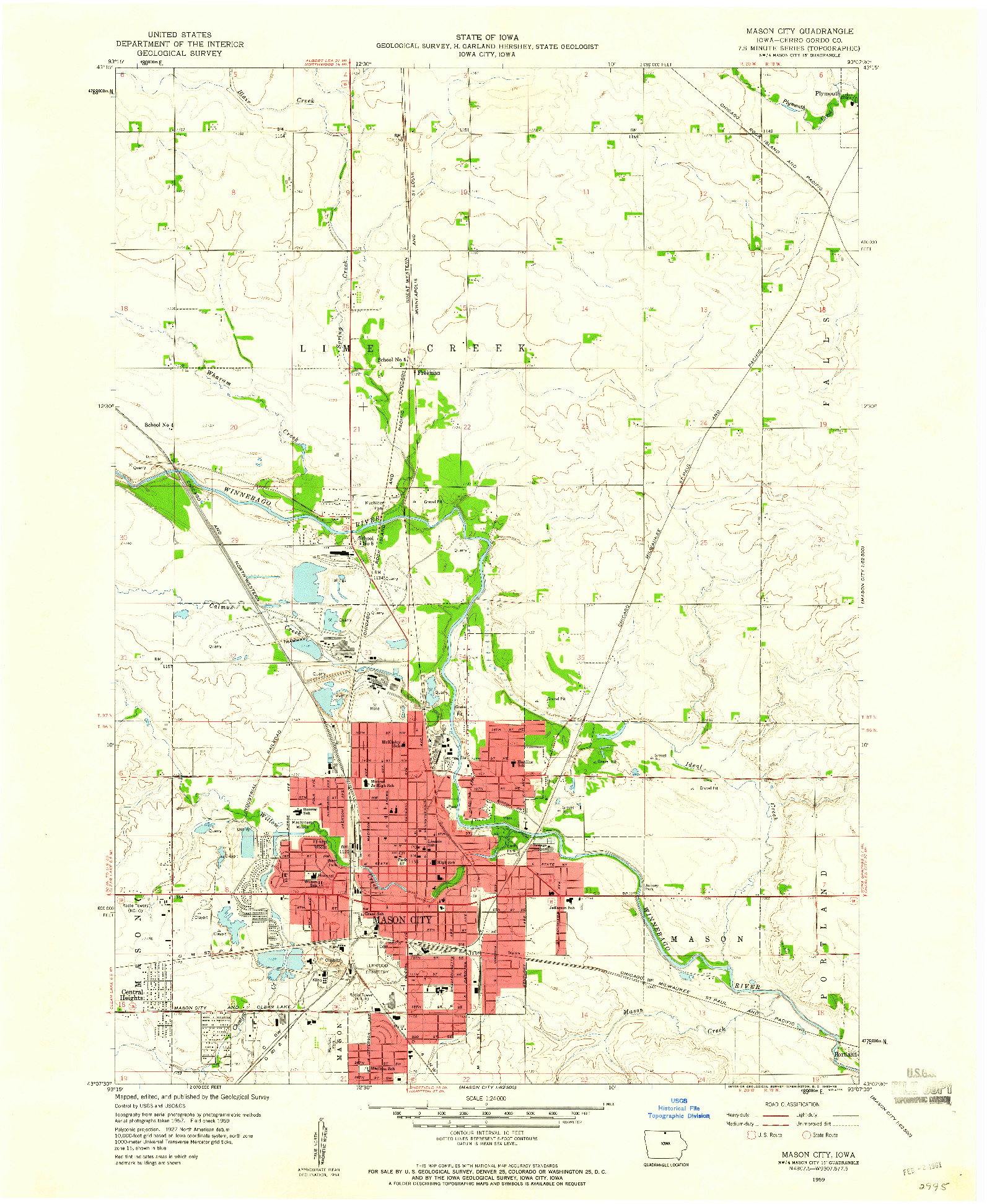 USGS 1:24000-SCALE QUADRANGLE FOR MASON CITY, IA 1959