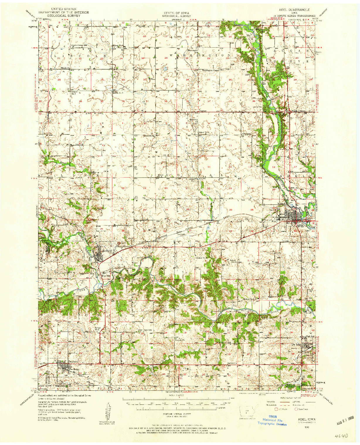 USGS 1:62500-SCALE QUADRANGLE FOR ADEL, IA 1949