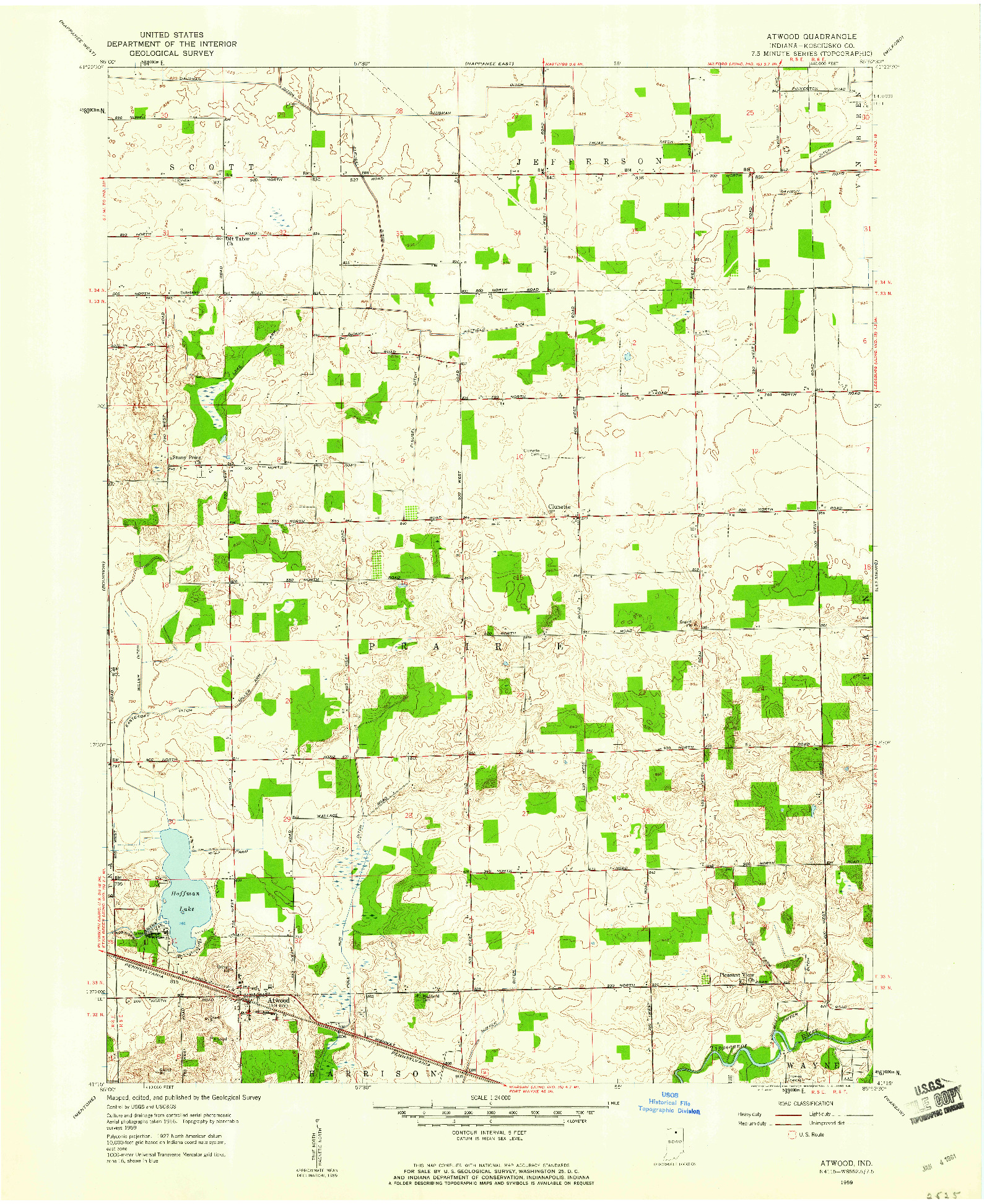 USGS 1:24000-SCALE QUADRANGLE FOR ATWOOD, IN 1959