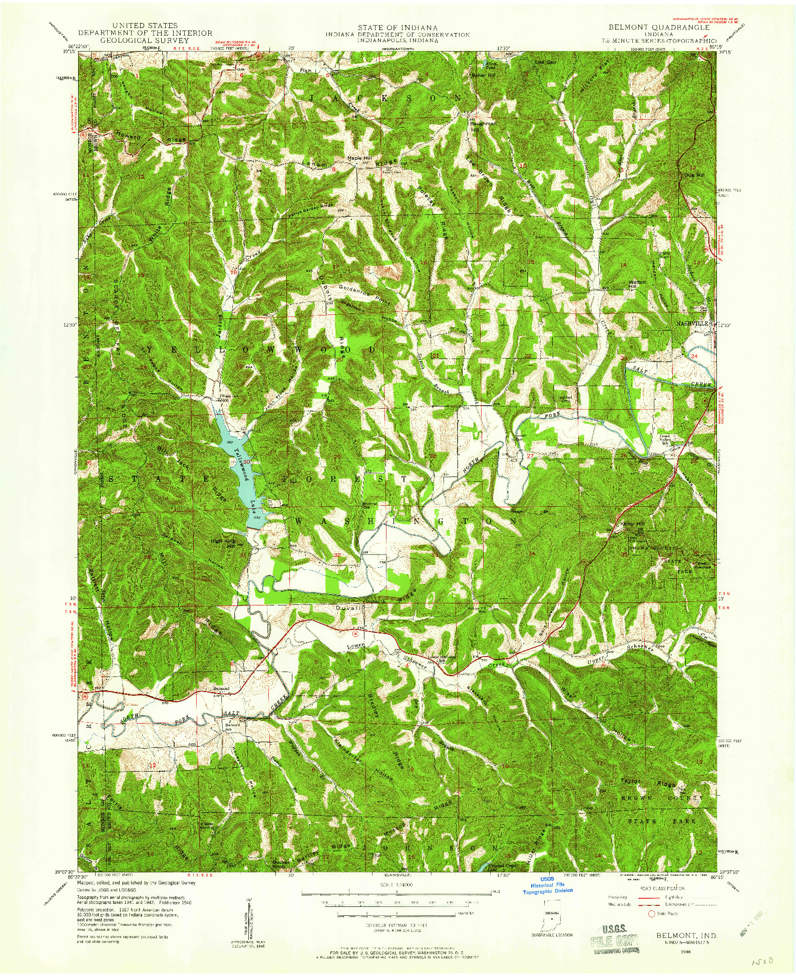 USGS 1:24000-SCALE QUADRANGLE FOR BELMONT, IN 1946