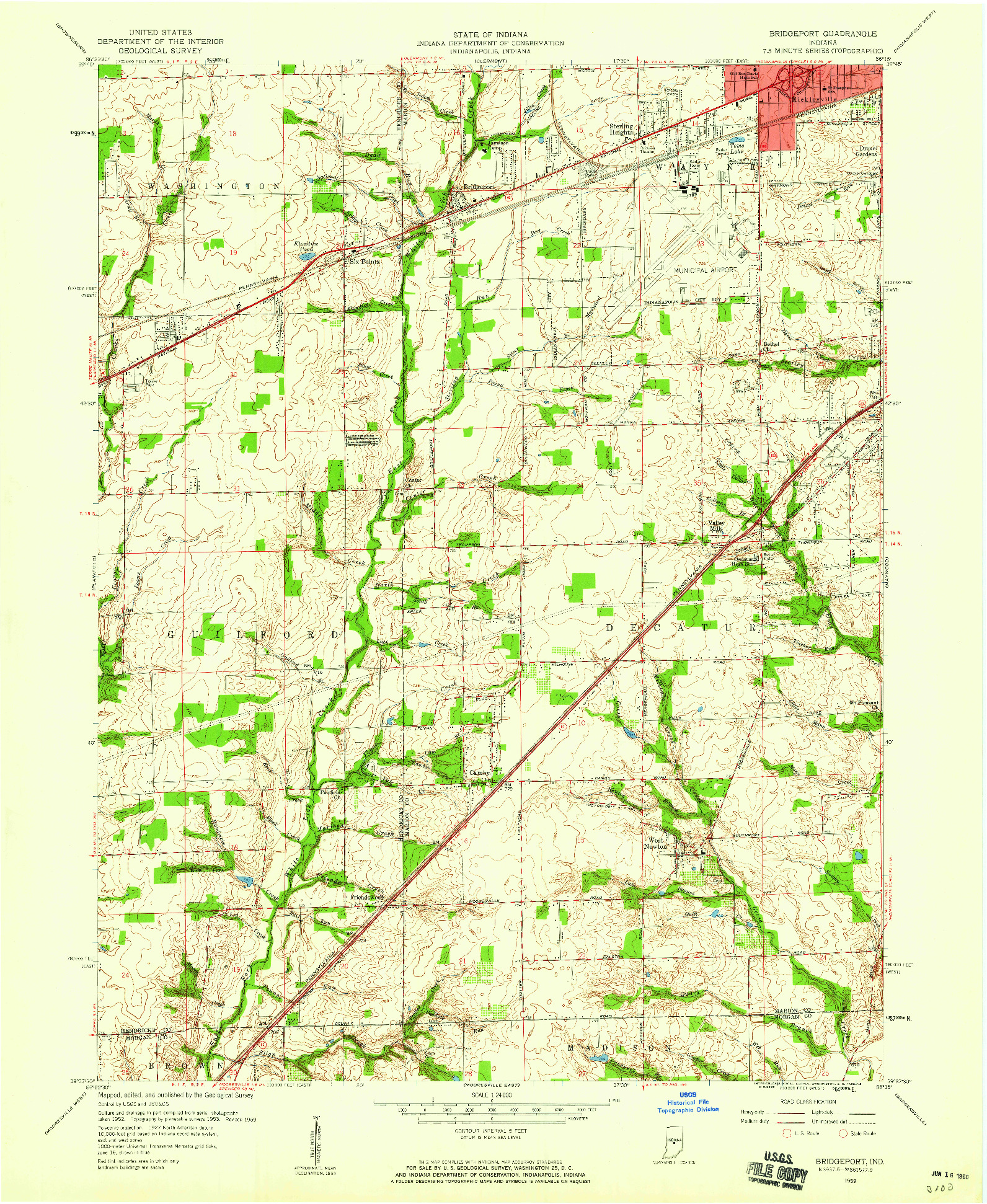 USGS 1:24000-SCALE QUADRANGLE FOR BRIDGEPORT, IN 1959