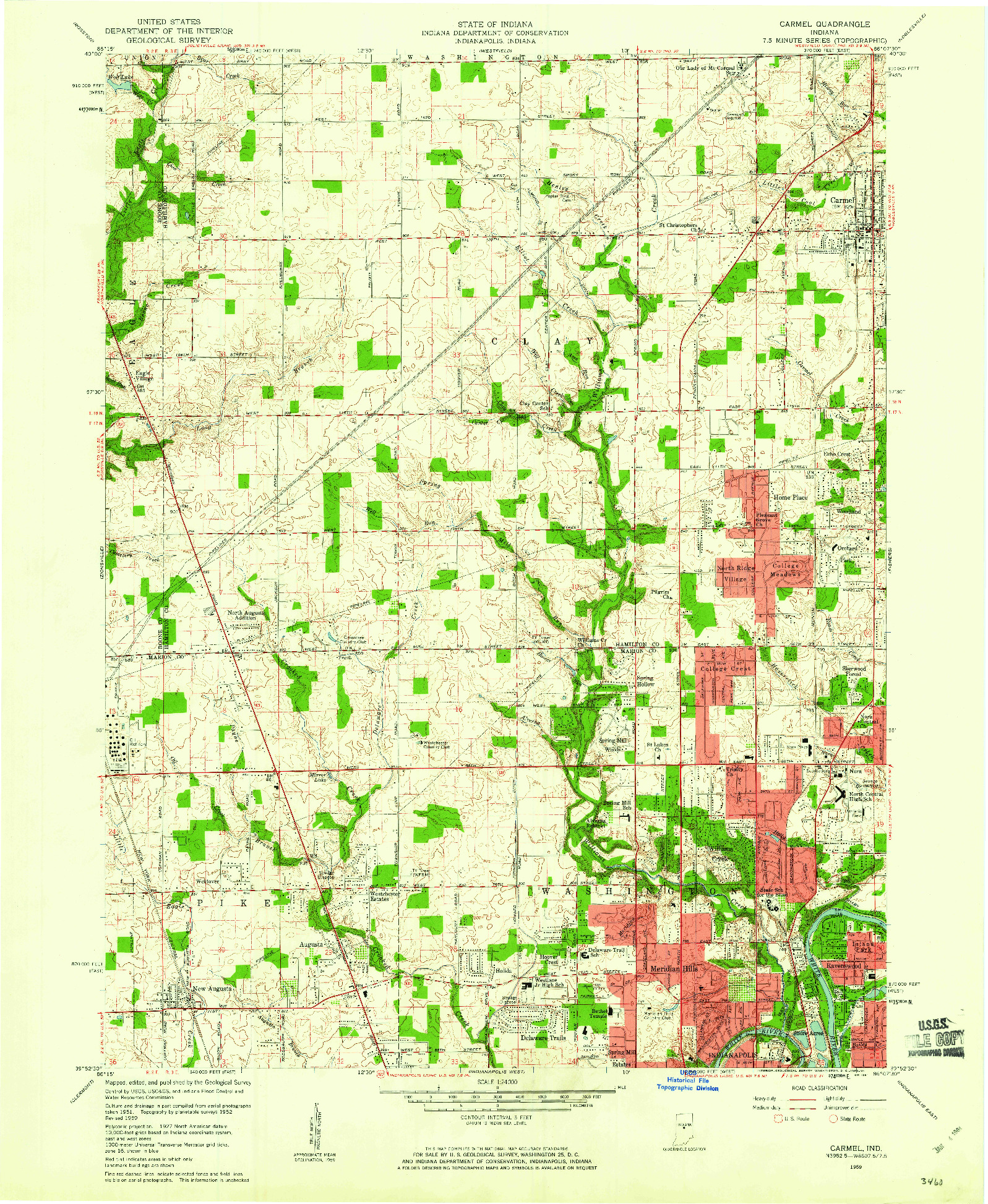 USGS 1:24000-SCALE QUADRANGLE FOR CARMEL, IN 1959