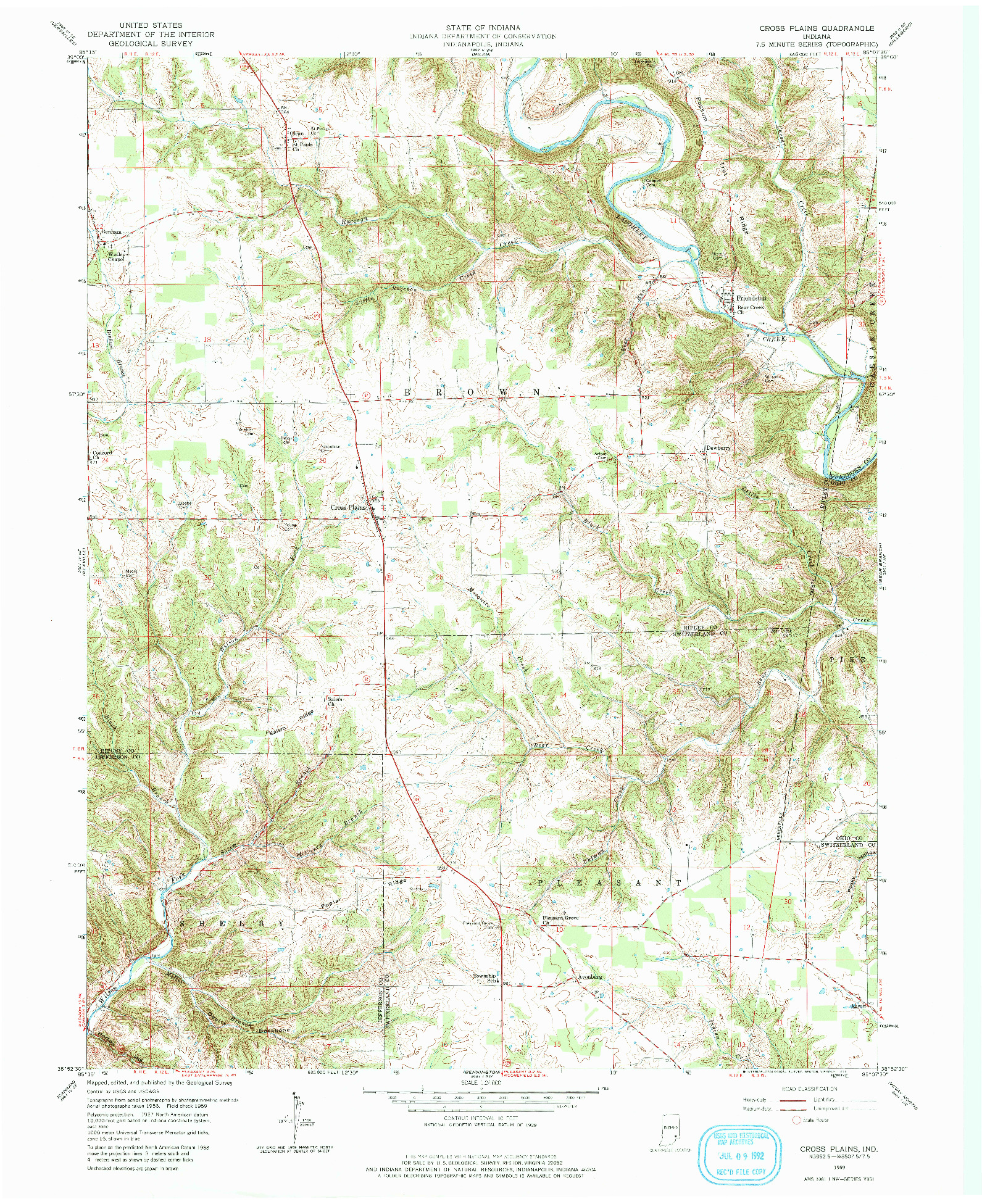 USGS 1:24000-SCALE QUADRANGLE FOR CROSS PLAINS, IN 1959