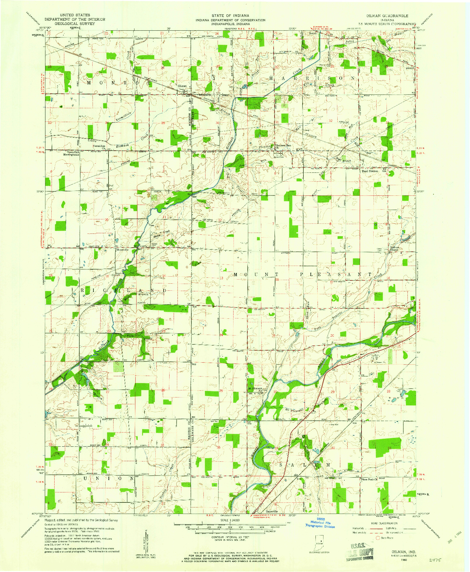 USGS 1:24000-SCALE QUADRANGLE FOR GILMAN, IN 1960