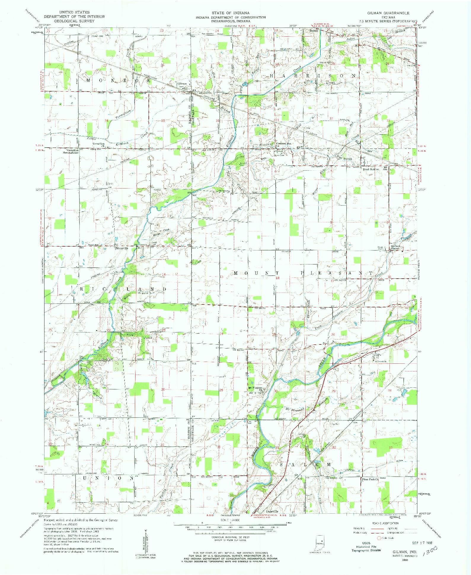 USGS 1:24000-SCALE QUADRANGLE FOR GILMAN, IN 1960