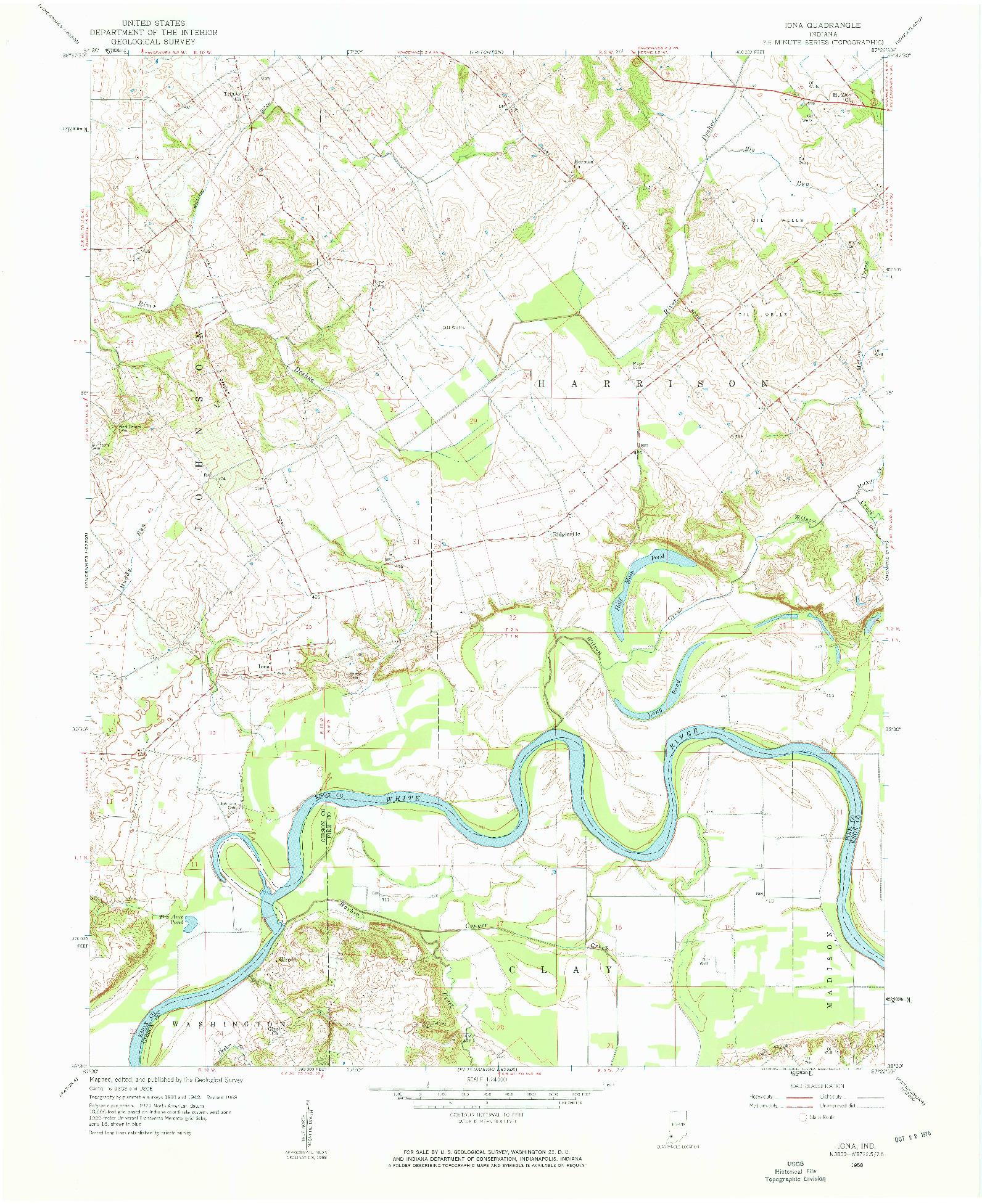 USGS 1:24000-SCALE QUADRANGLE FOR IONA, IN 1958