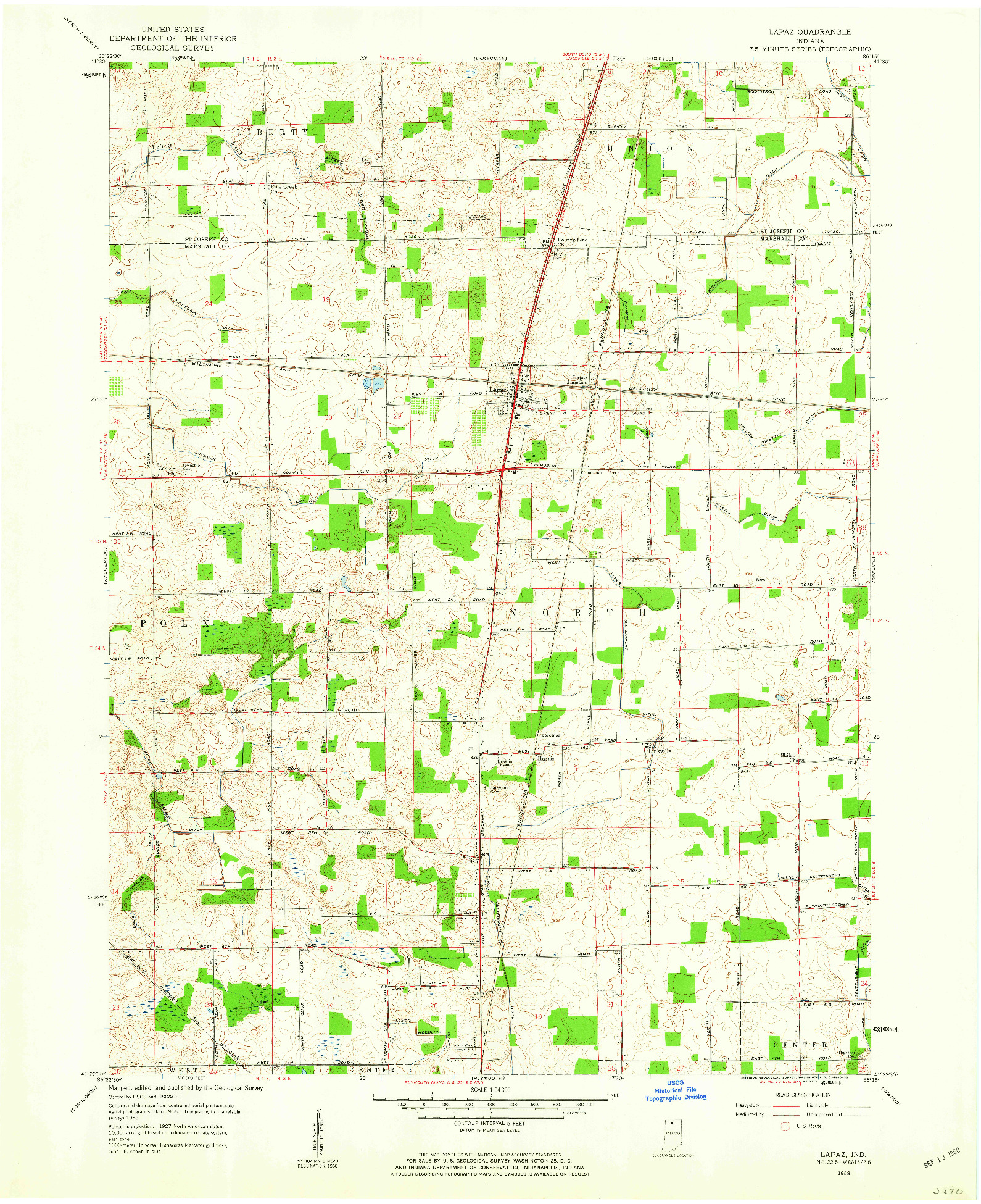 USGS 1:24000-SCALE QUADRANGLE FOR LA PAZ, IN 1958