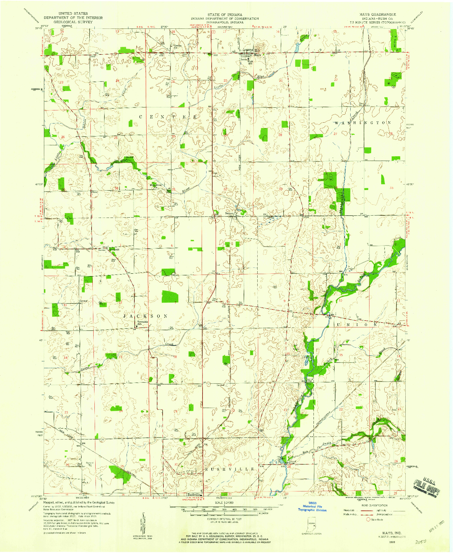 USGS 1:24000-SCALE QUADRANGLE FOR MAYS, IN 1959