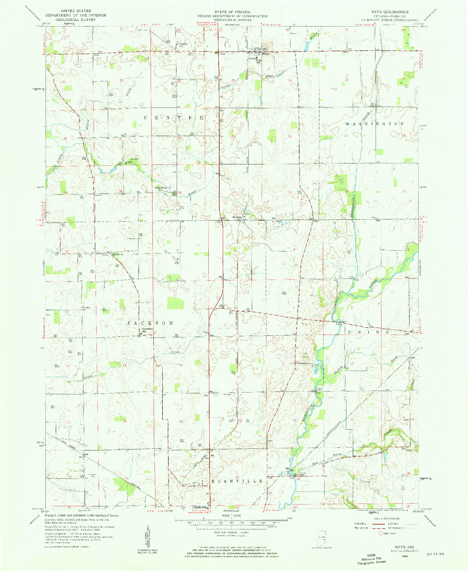 USGS 1:24000-SCALE QUADRANGLE FOR MAYS, IN 1959