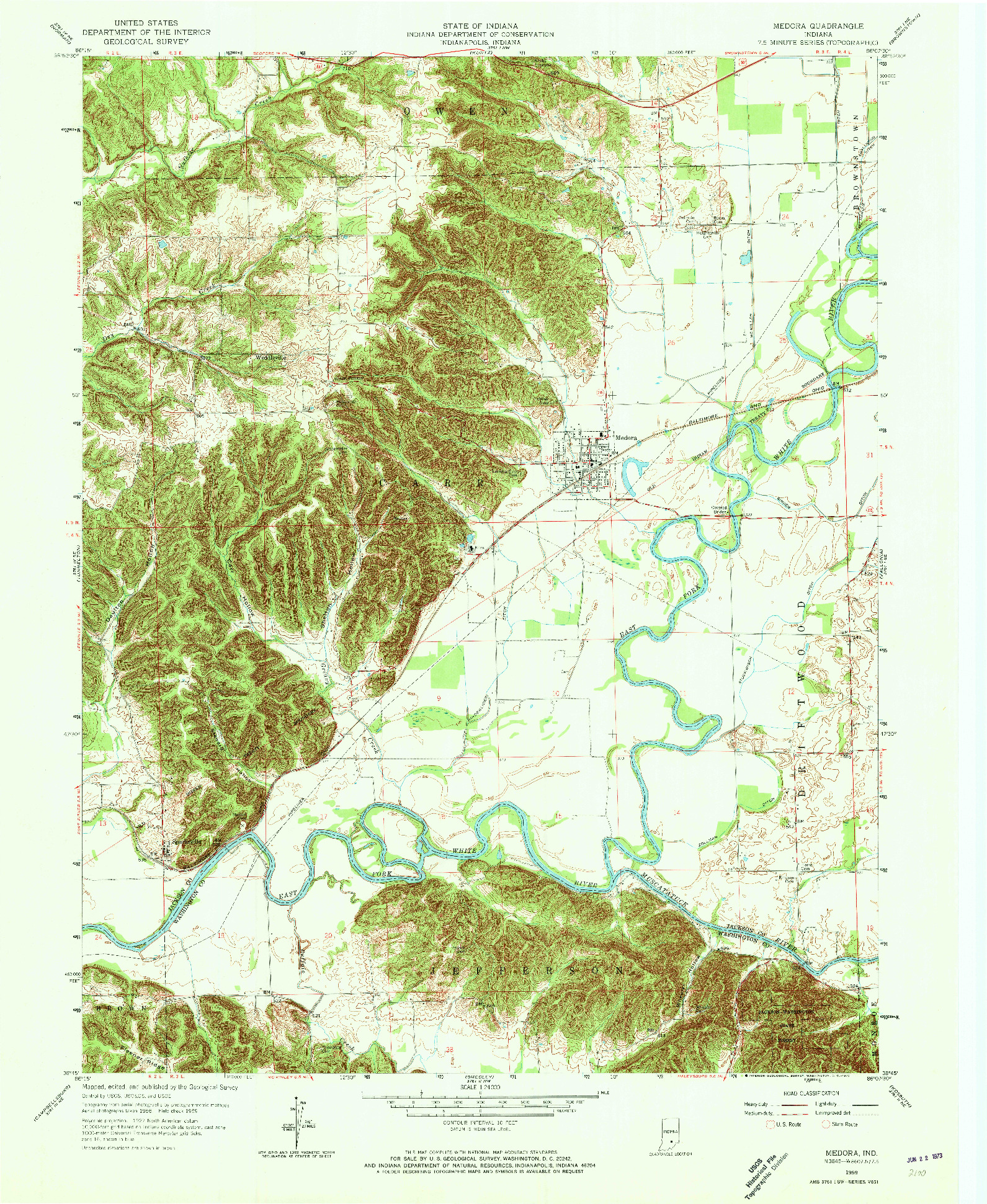 USGS 1:24000-SCALE QUADRANGLE FOR MEDORA, IN 1959