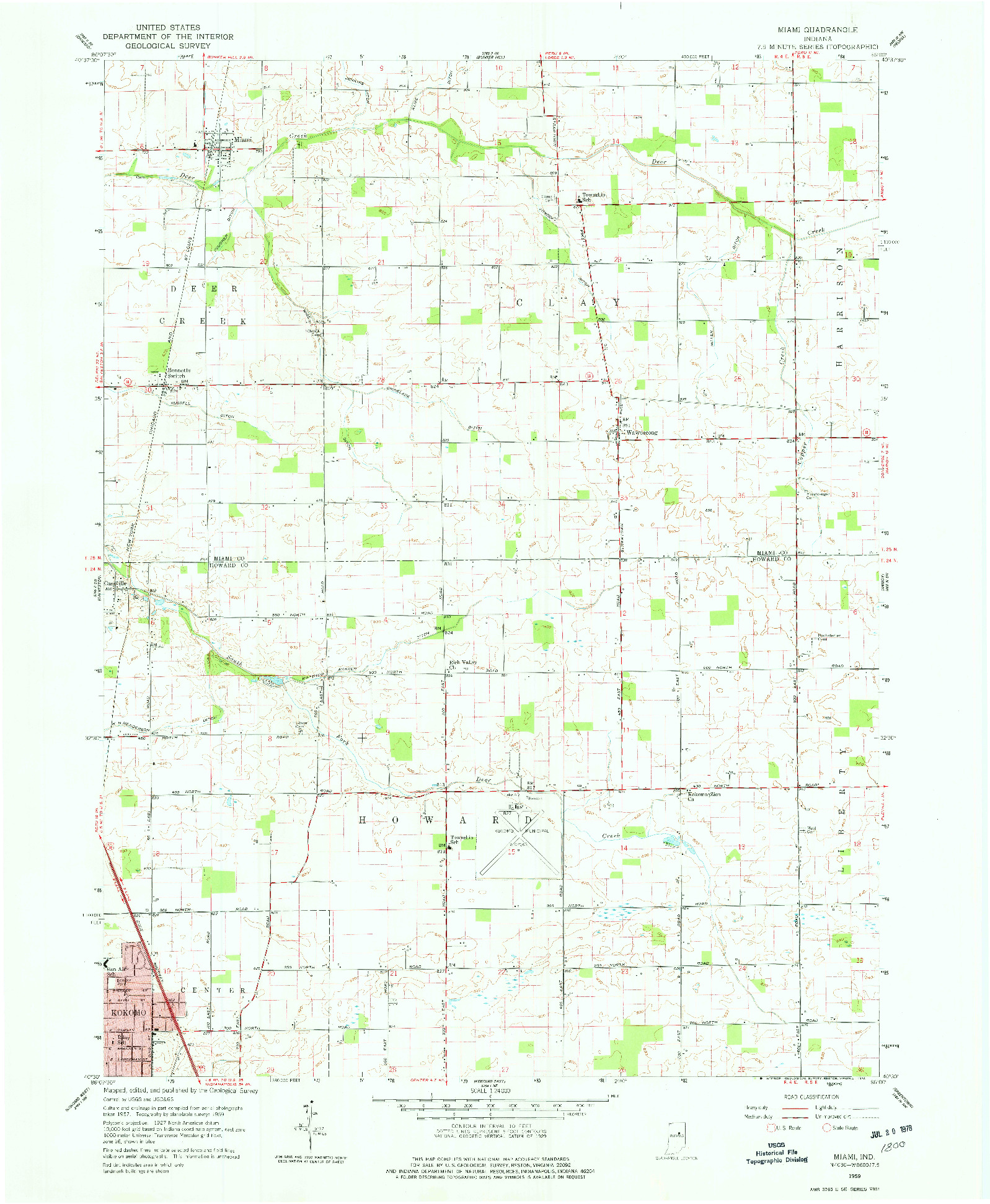 USGS 1:24000-SCALE QUADRANGLE FOR MIAMI, IN 1959