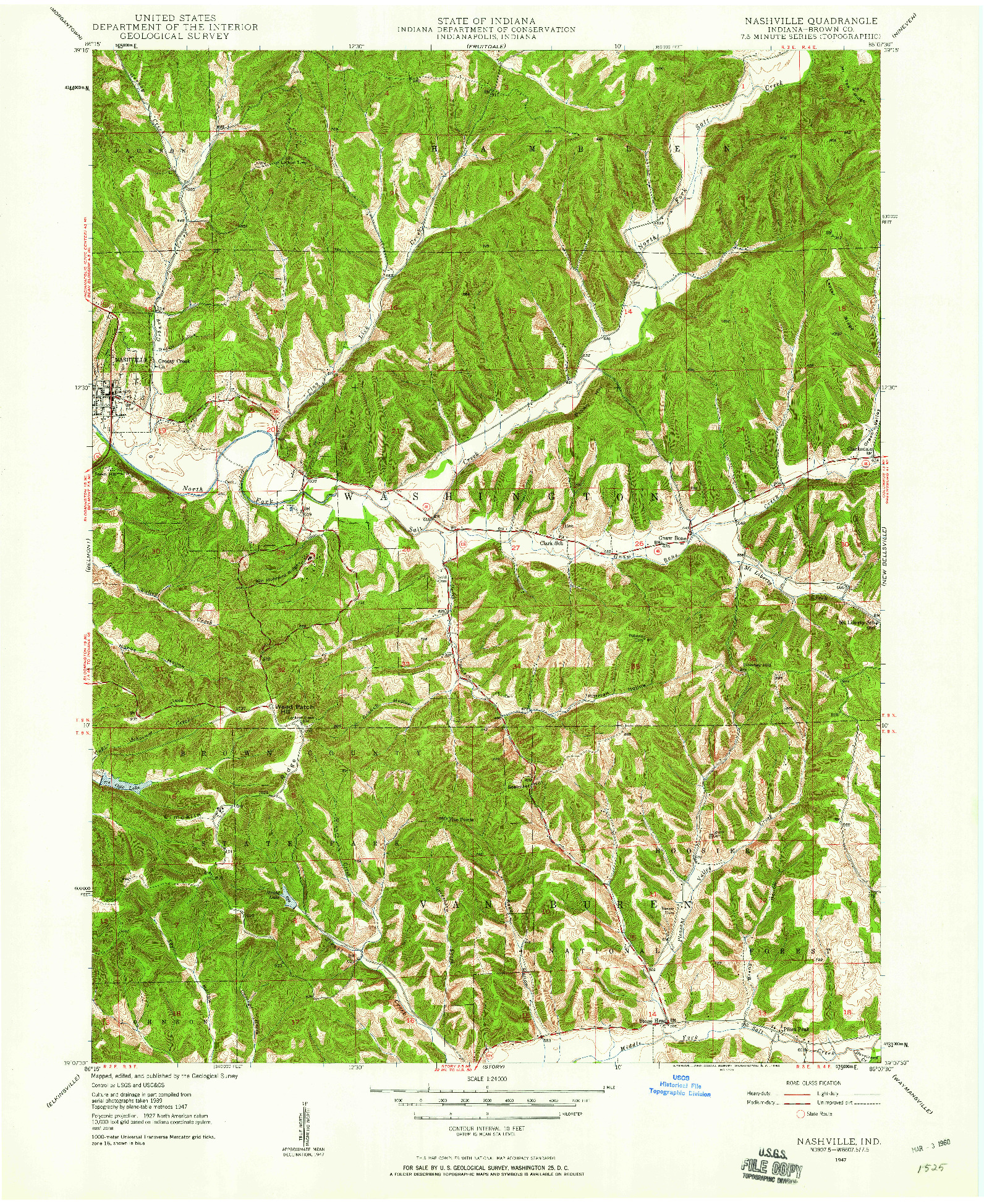 USGS 1:24000-SCALE QUADRANGLE FOR NASHVILLE, IN 1947