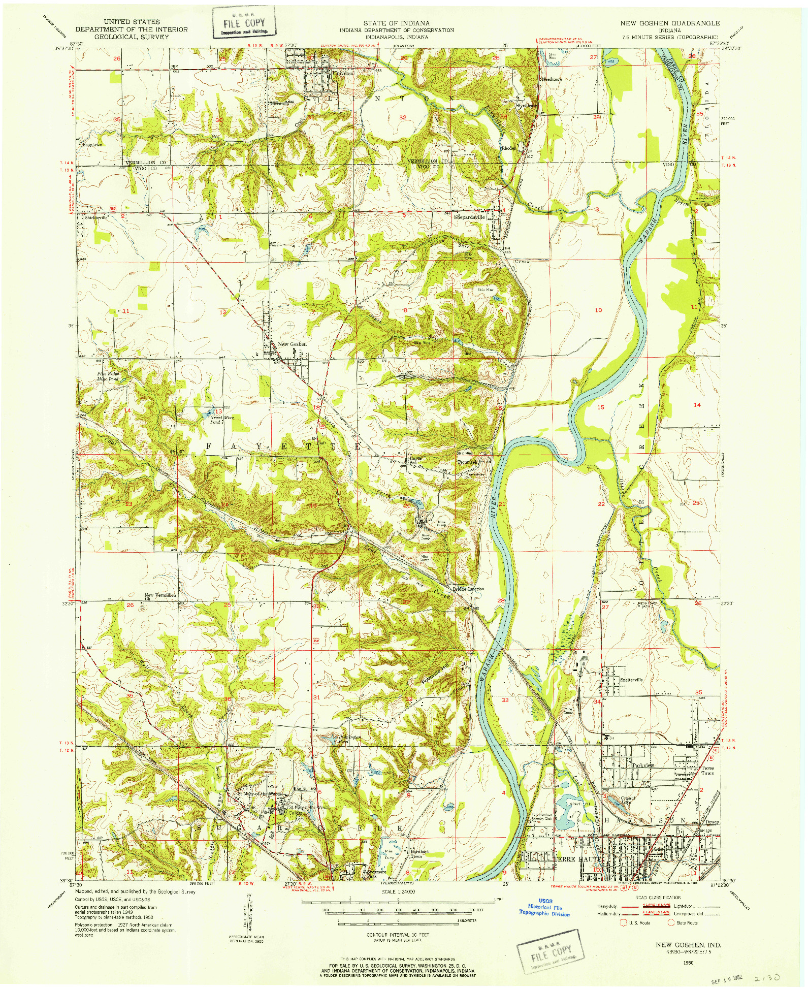 USGS 1:24000-SCALE QUADRANGLE FOR NEW GOSHEN, IN 1950