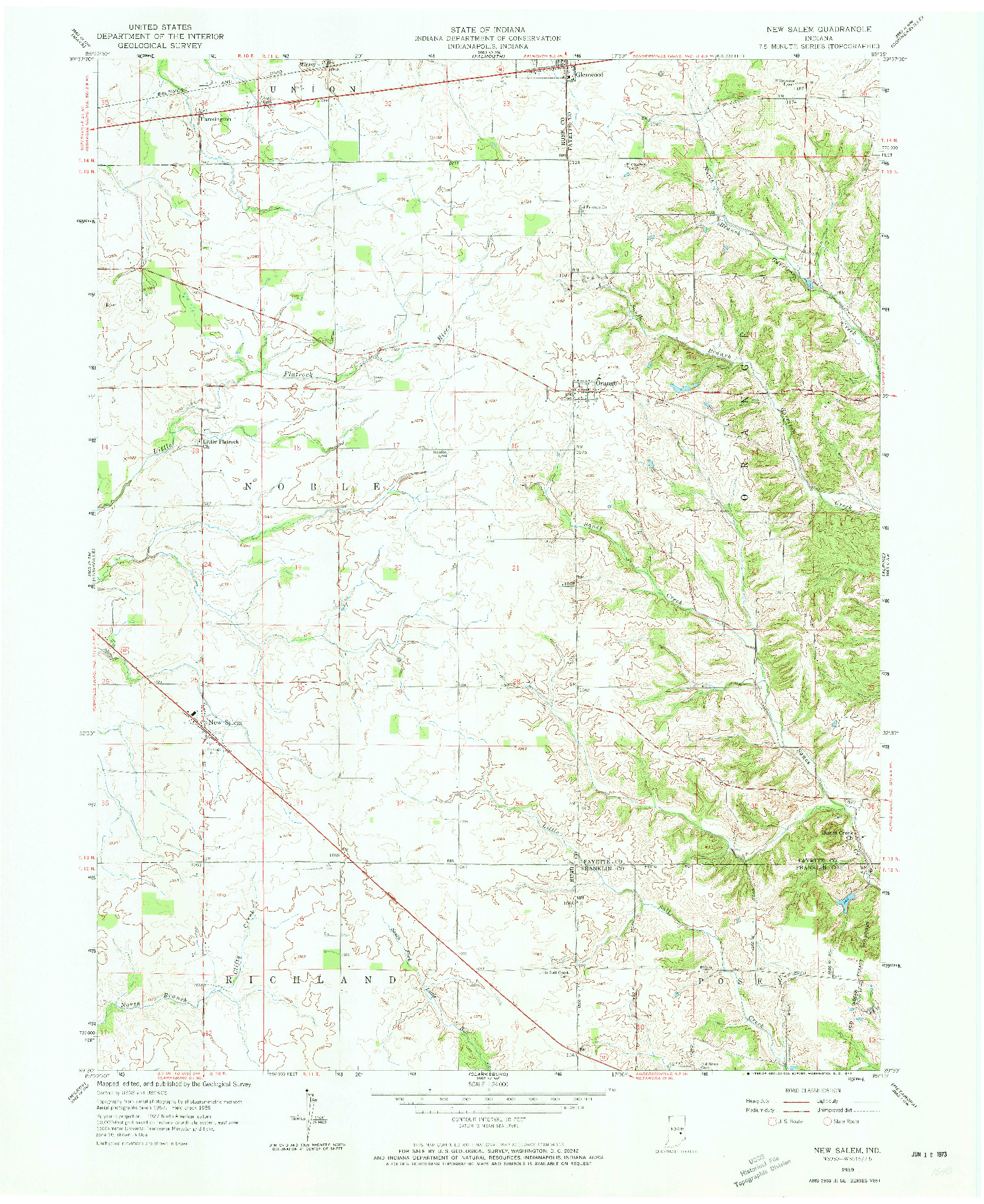 USGS 1:24000-SCALE QUADRANGLE FOR NEW SALEM, IN 1959