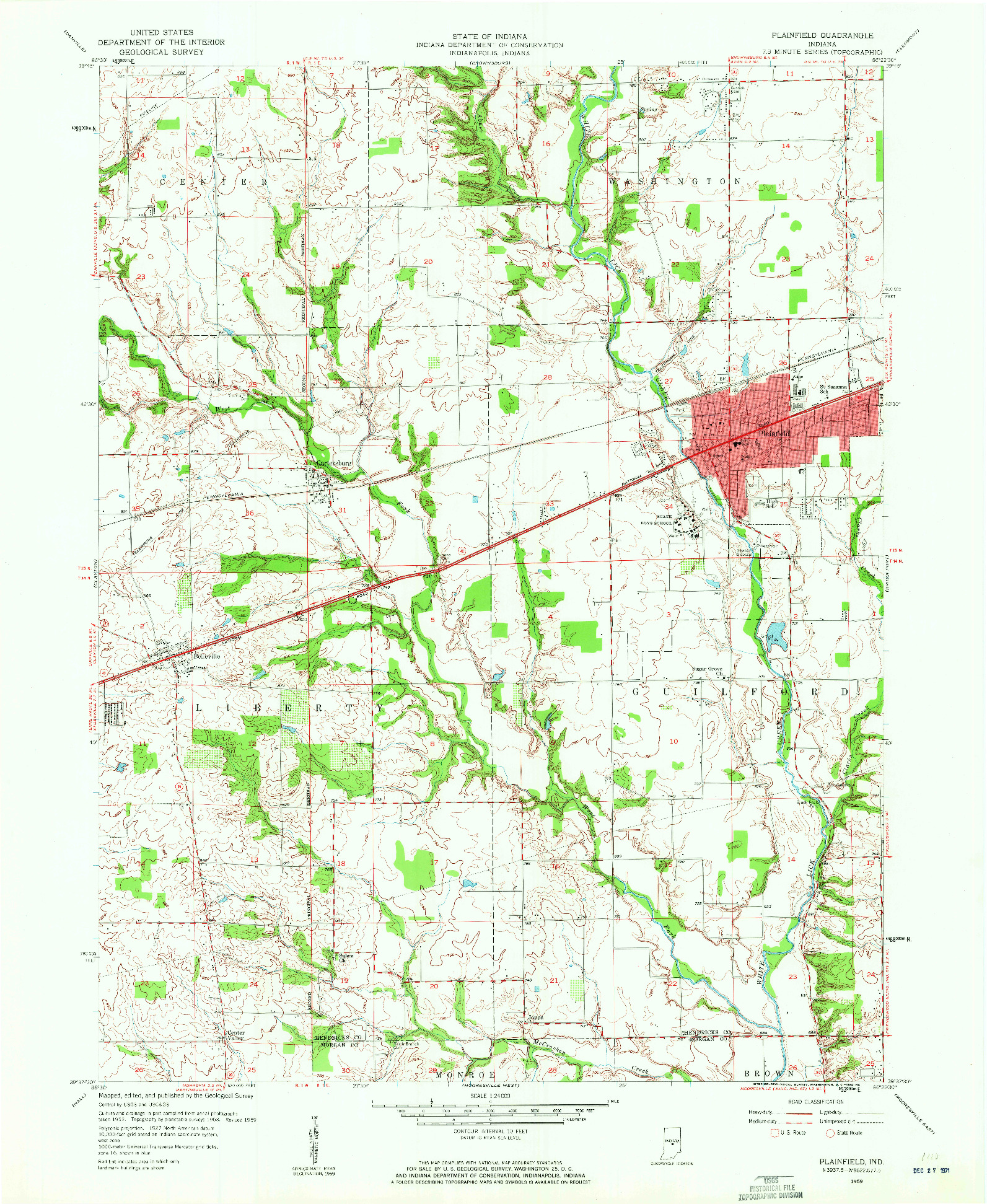 USGS 1:24000-SCALE QUADRANGLE FOR PLAINFIELD, IN 1959