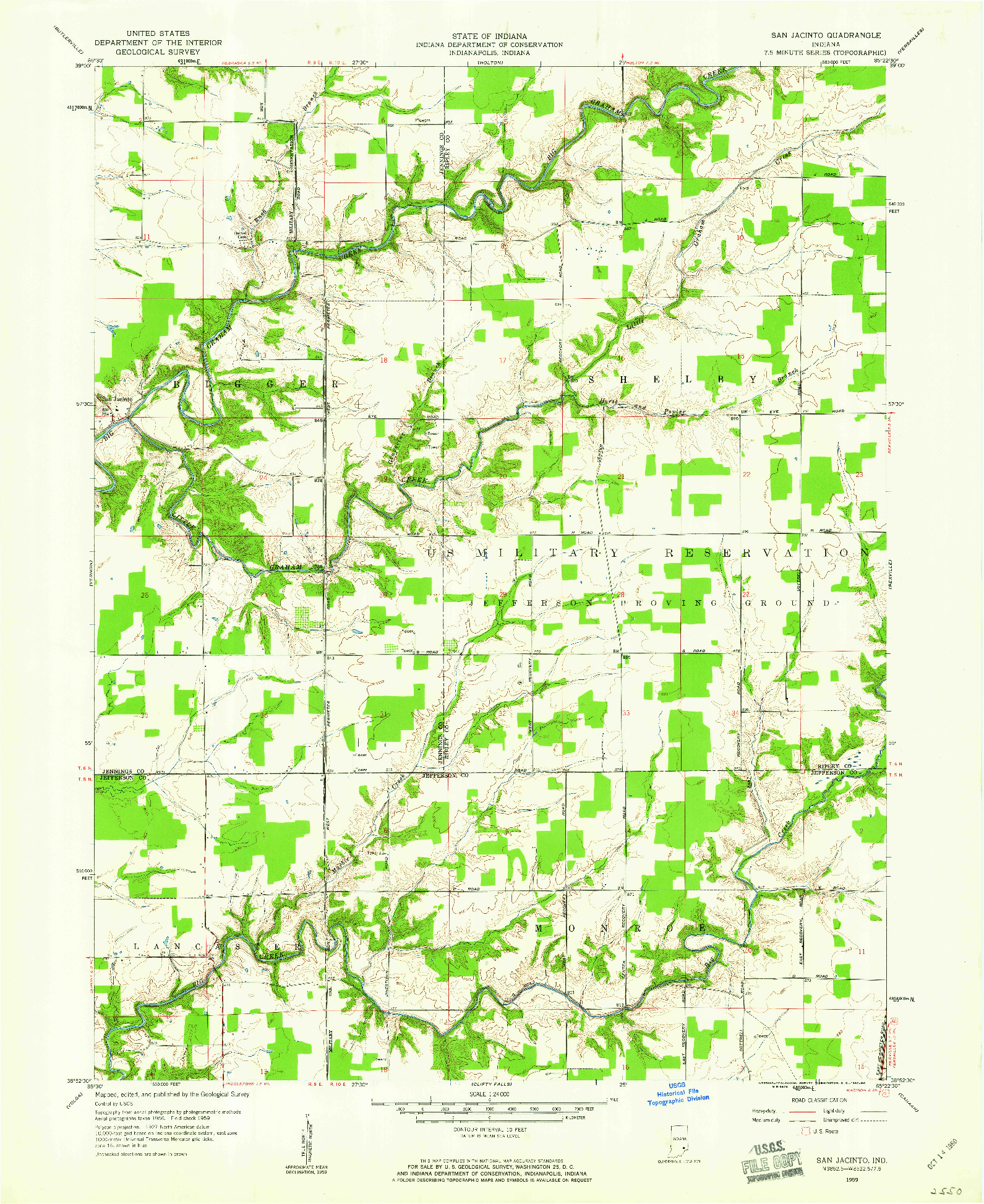 USGS 1:24000-SCALE QUADRANGLE FOR SAN JACINTO, IN 1959