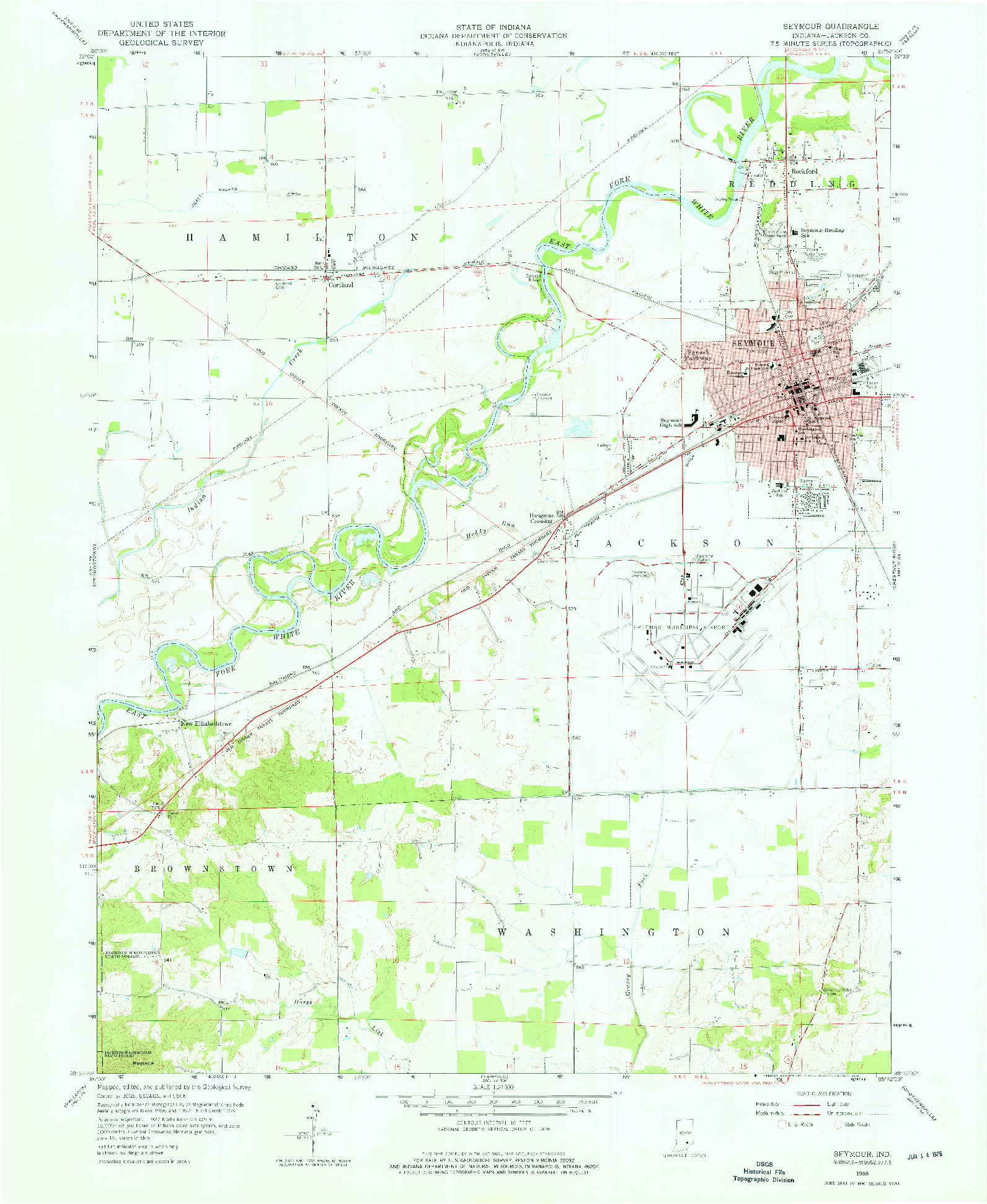 USGS 1:24000-SCALE QUADRANGLE FOR SEYMOUR, IN 1958