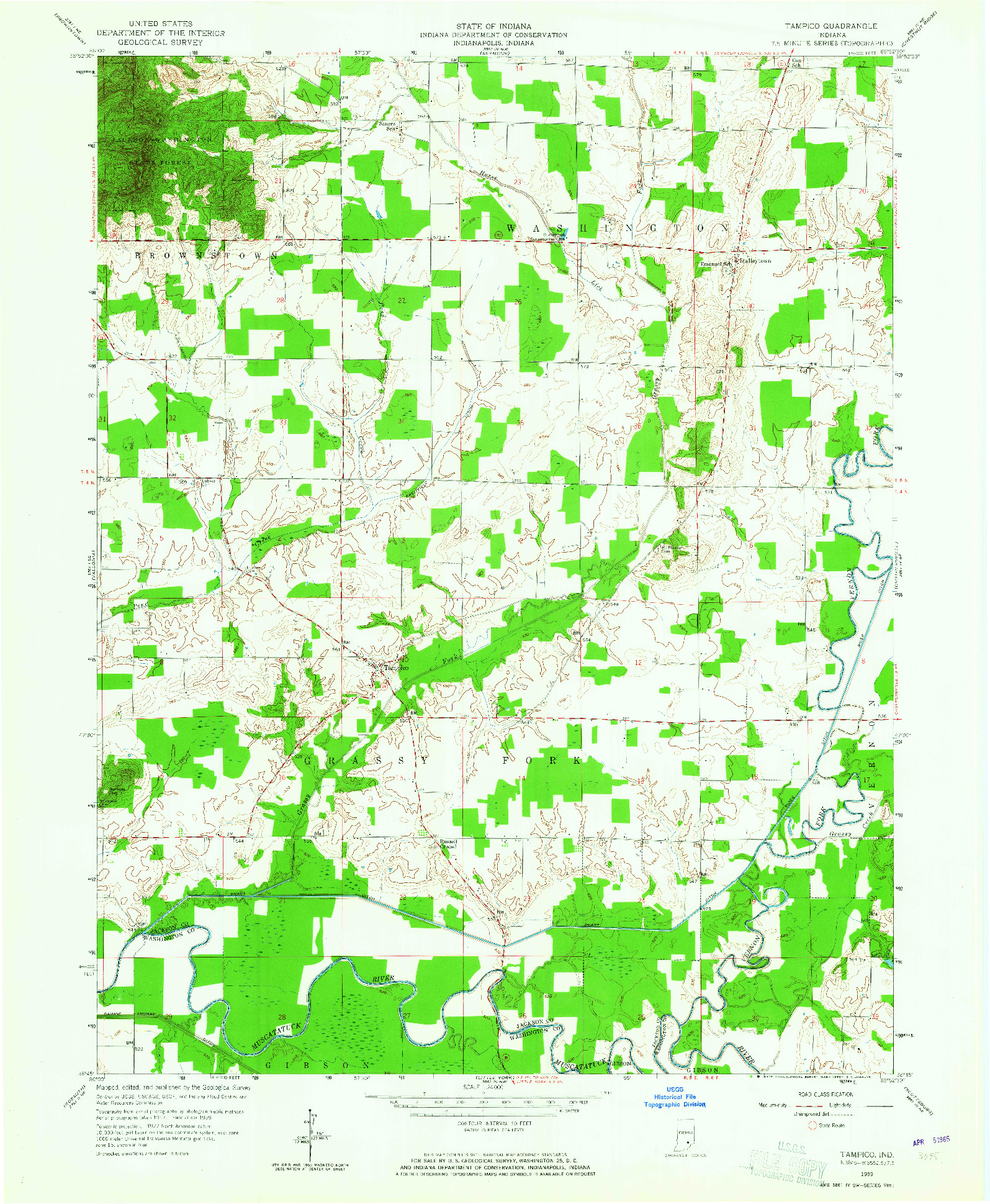 USGS 1:24000-SCALE QUADRANGLE FOR TAMPICO, IN 1959