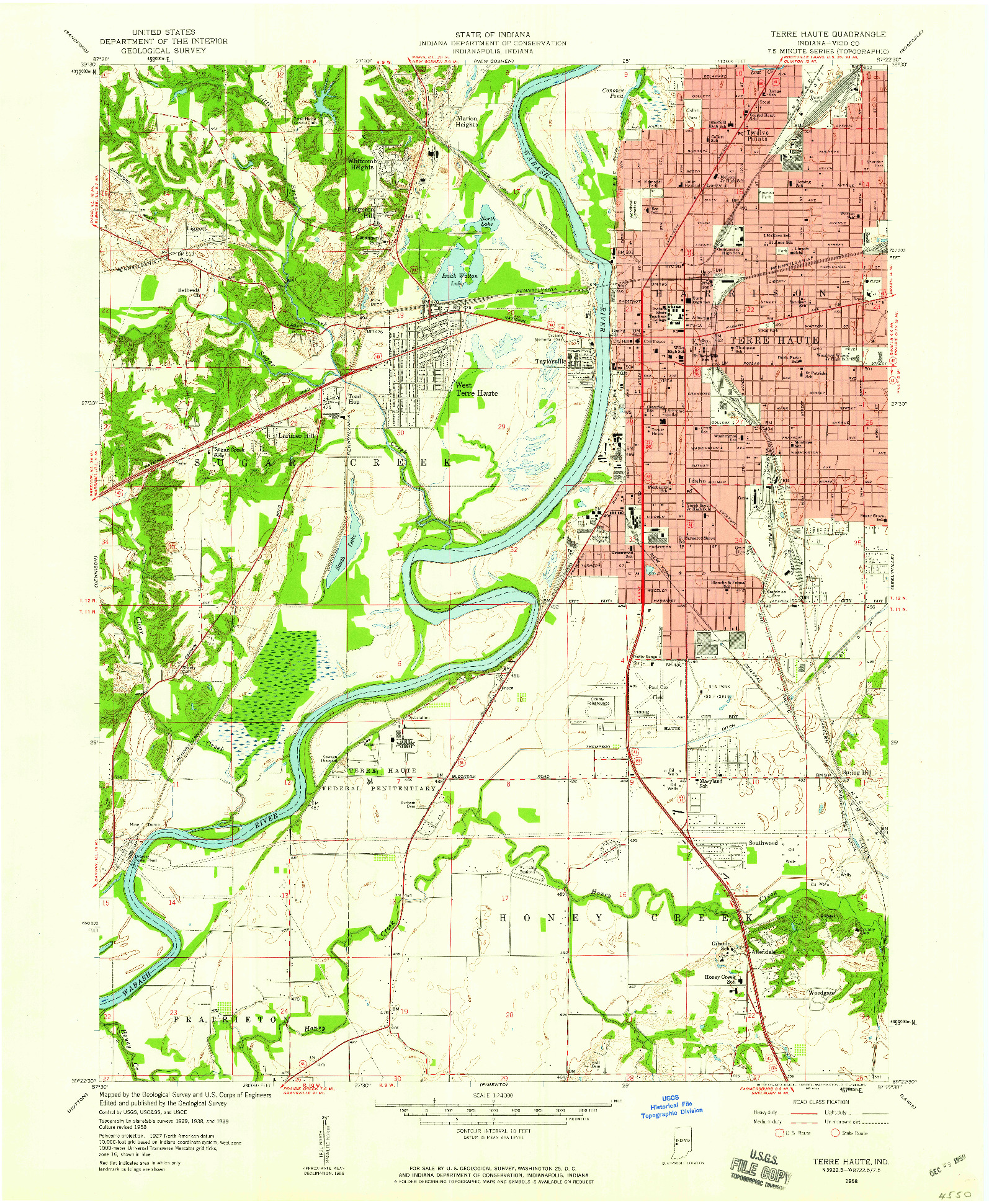 USGS 1:24000-SCALE QUADRANGLE FOR TERRE HAUTE, IN 1958