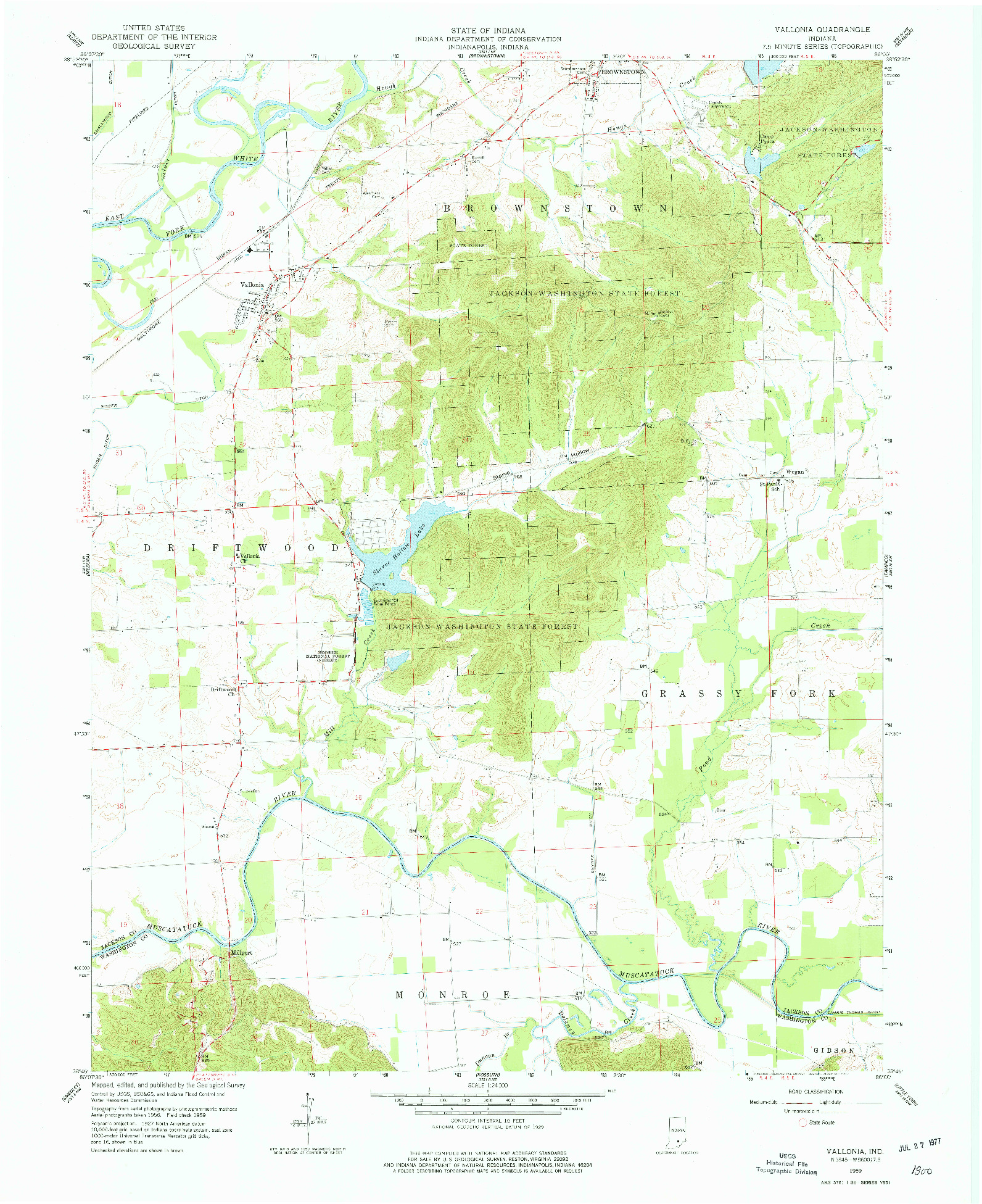 USGS 1:24000-SCALE QUADRANGLE FOR VALLONIA, IN 1959