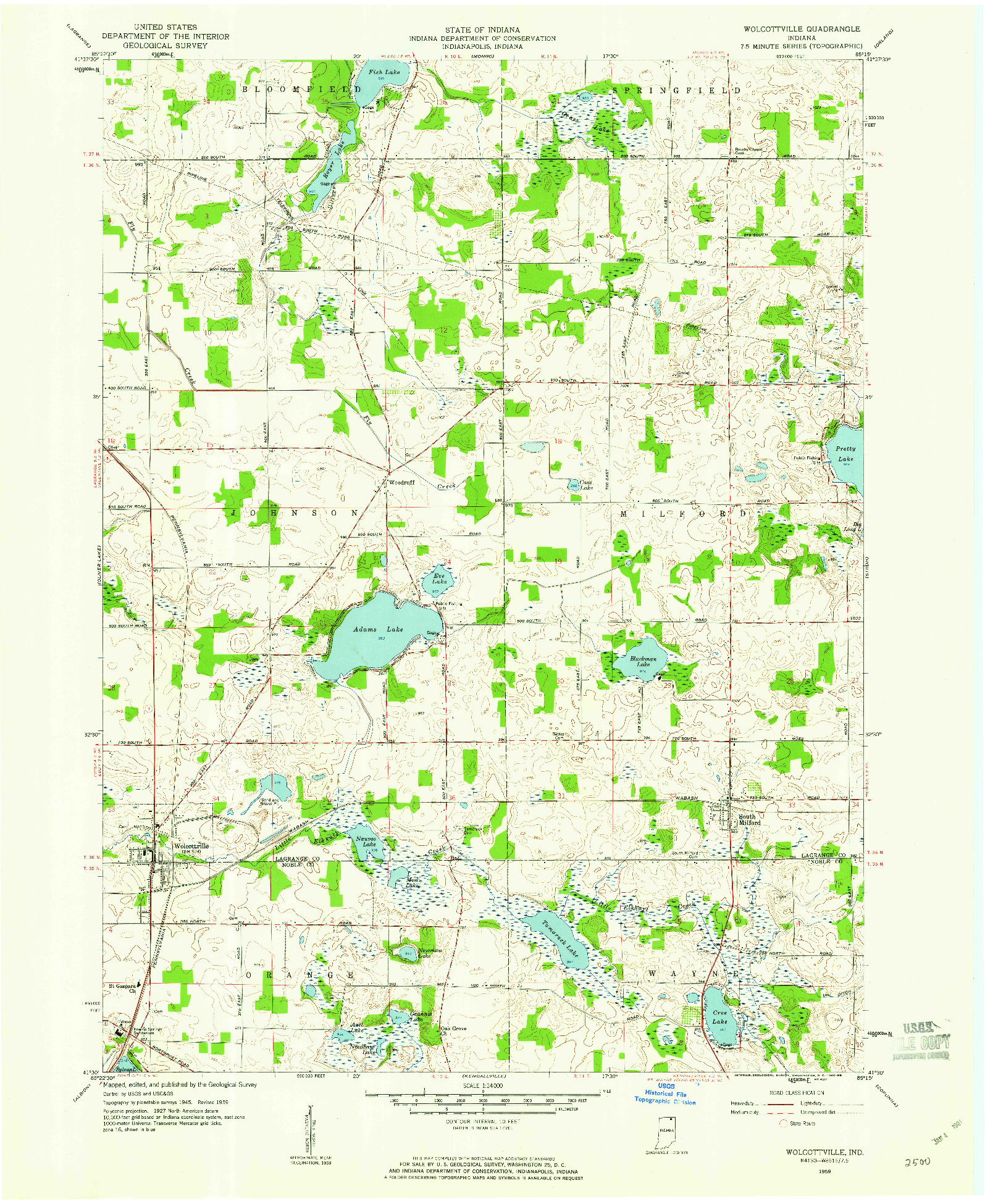 USGS 1:24000-SCALE QUADRANGLE FOR WOLCOTTVILLE, IN 1959