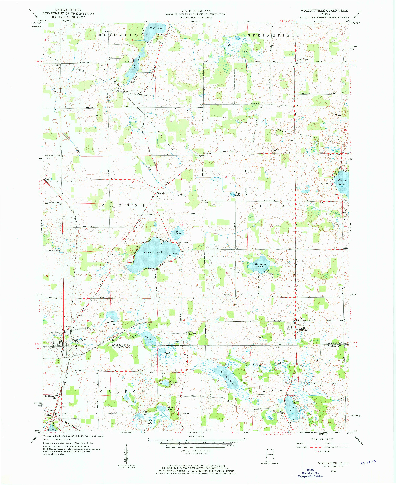 USGS 1:24000-SCALE QUADRANGLE FOR WOLCOTTVILLE, IN 1959