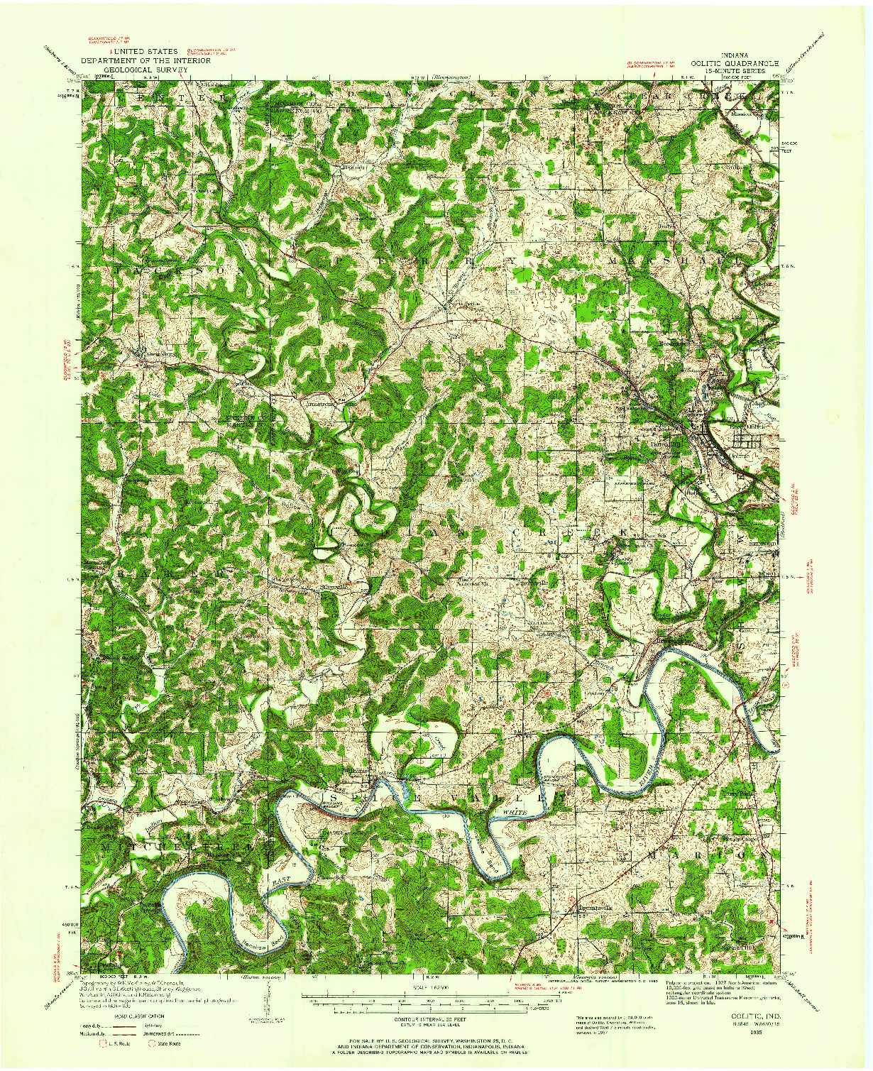 USGS 1:62500-SCALE QUADRANGLE FOR OOLITIC, IN 1935