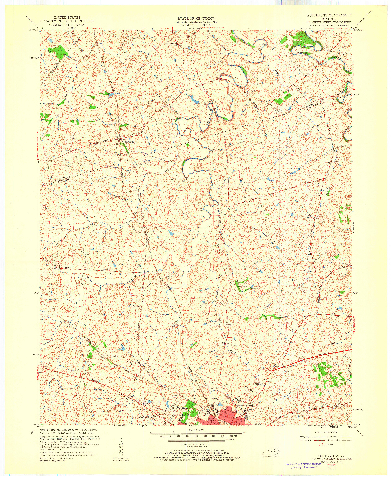 USGS 1:24000-SCALE QUADRANGLE FOR AUSTERLITZ, KY 1959