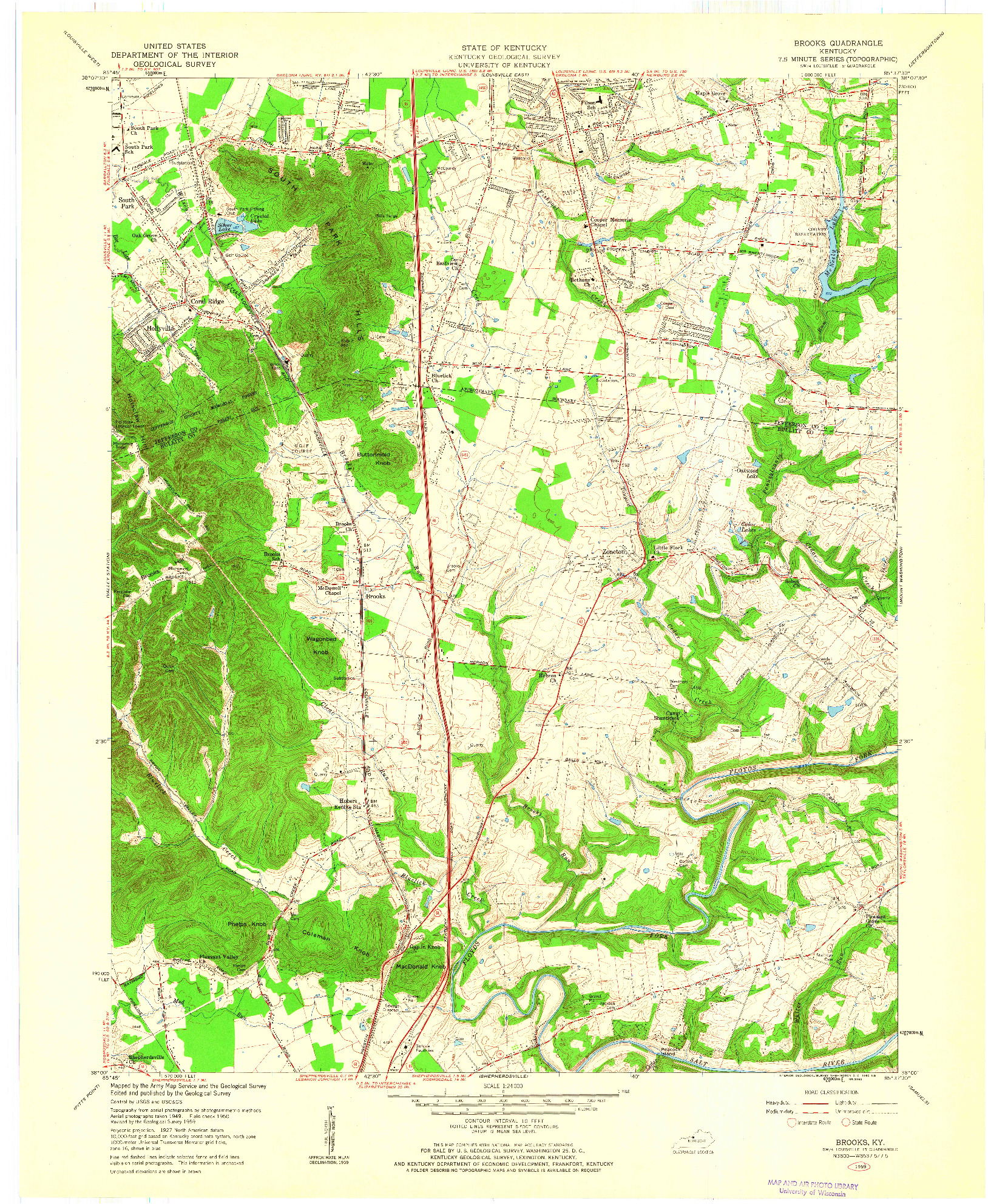 USGS 1:24000-SCALE QUADRANGLE FOR BROOKS, KY 1959
