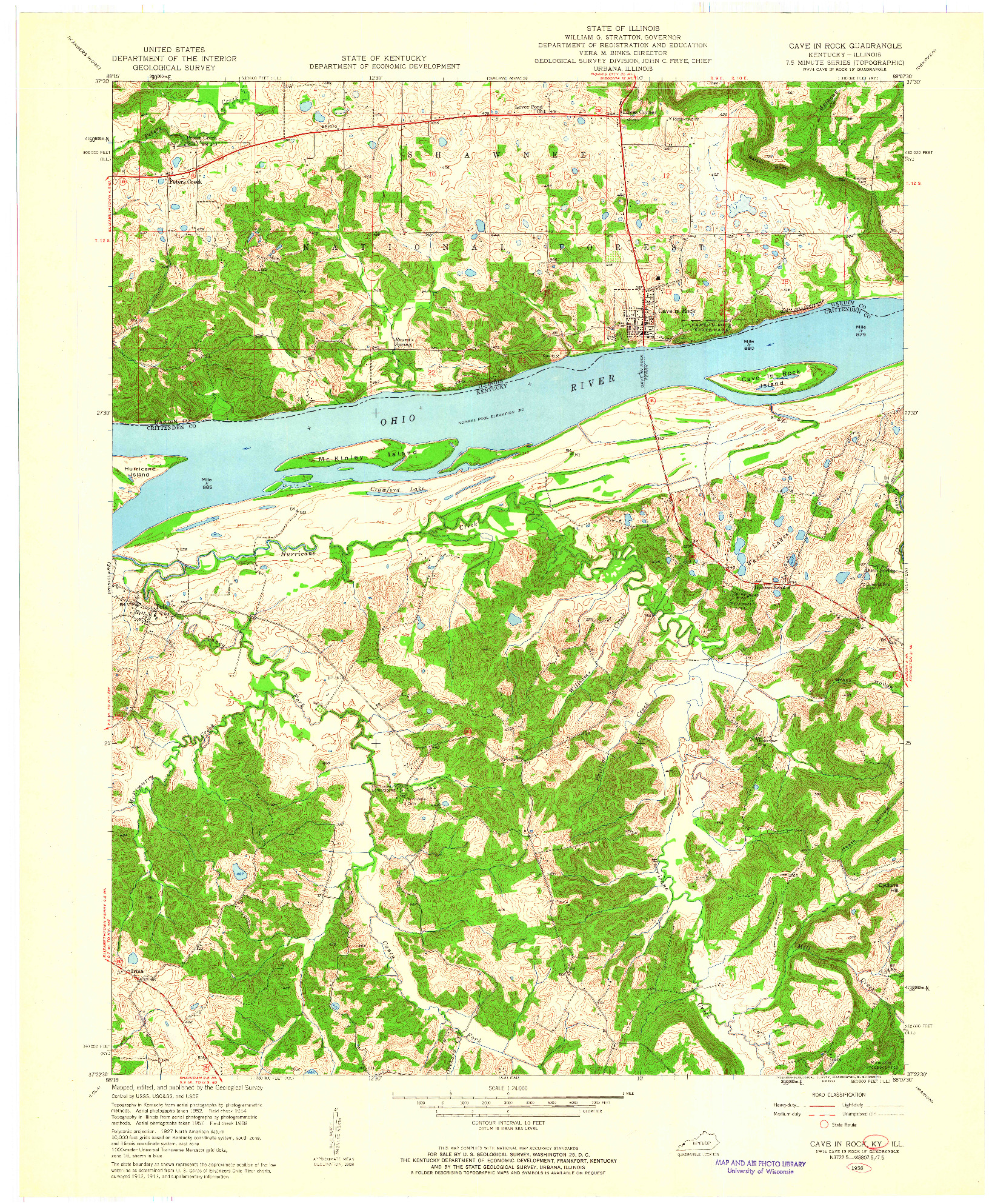 USGS 1:24000-SCALE QUADRANGLE FOR CAVE IN ROCK, KY 1958