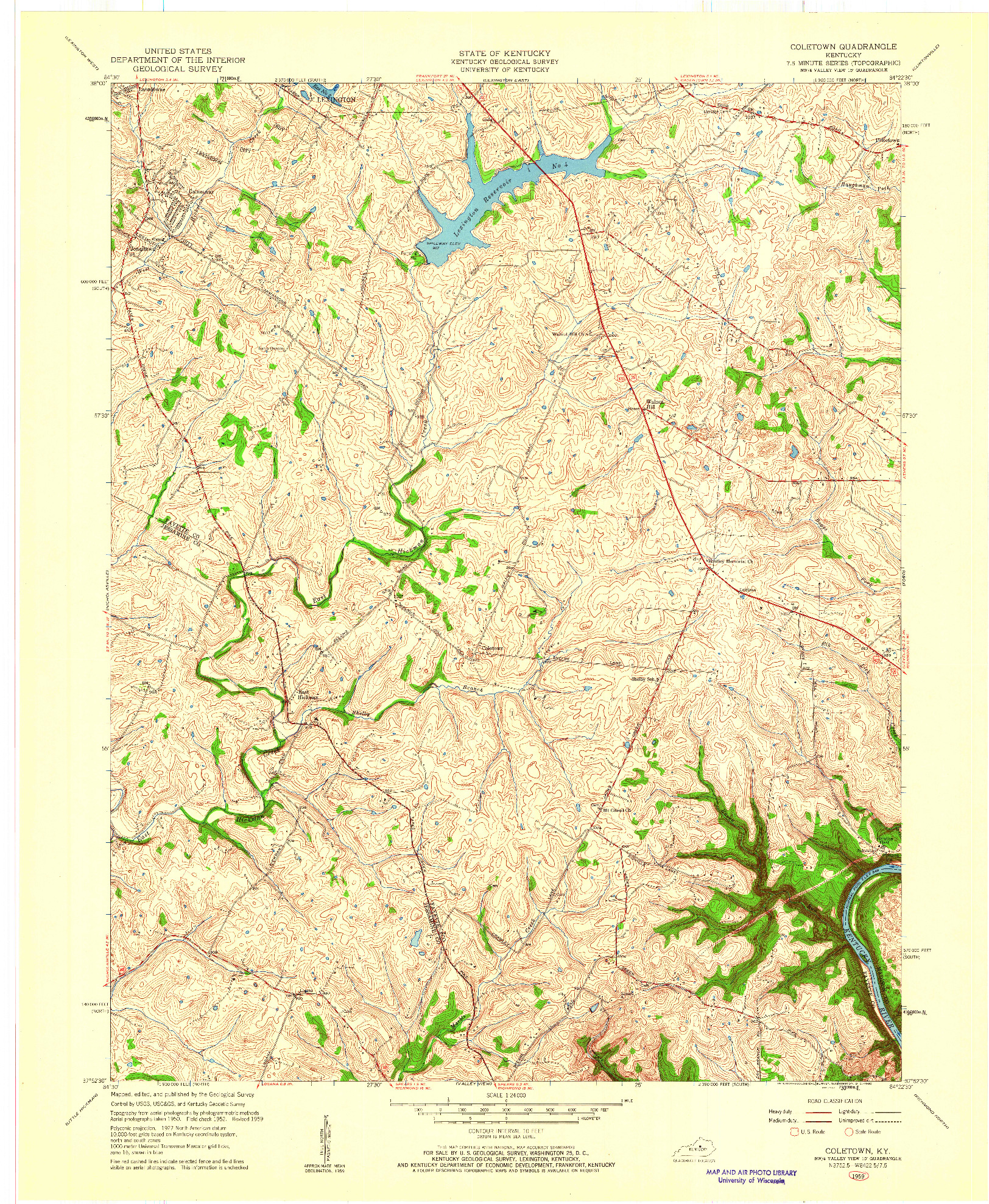 USGS 1:24000-SCALE QUADRANGLE FOR COLETOWN, KY 1959