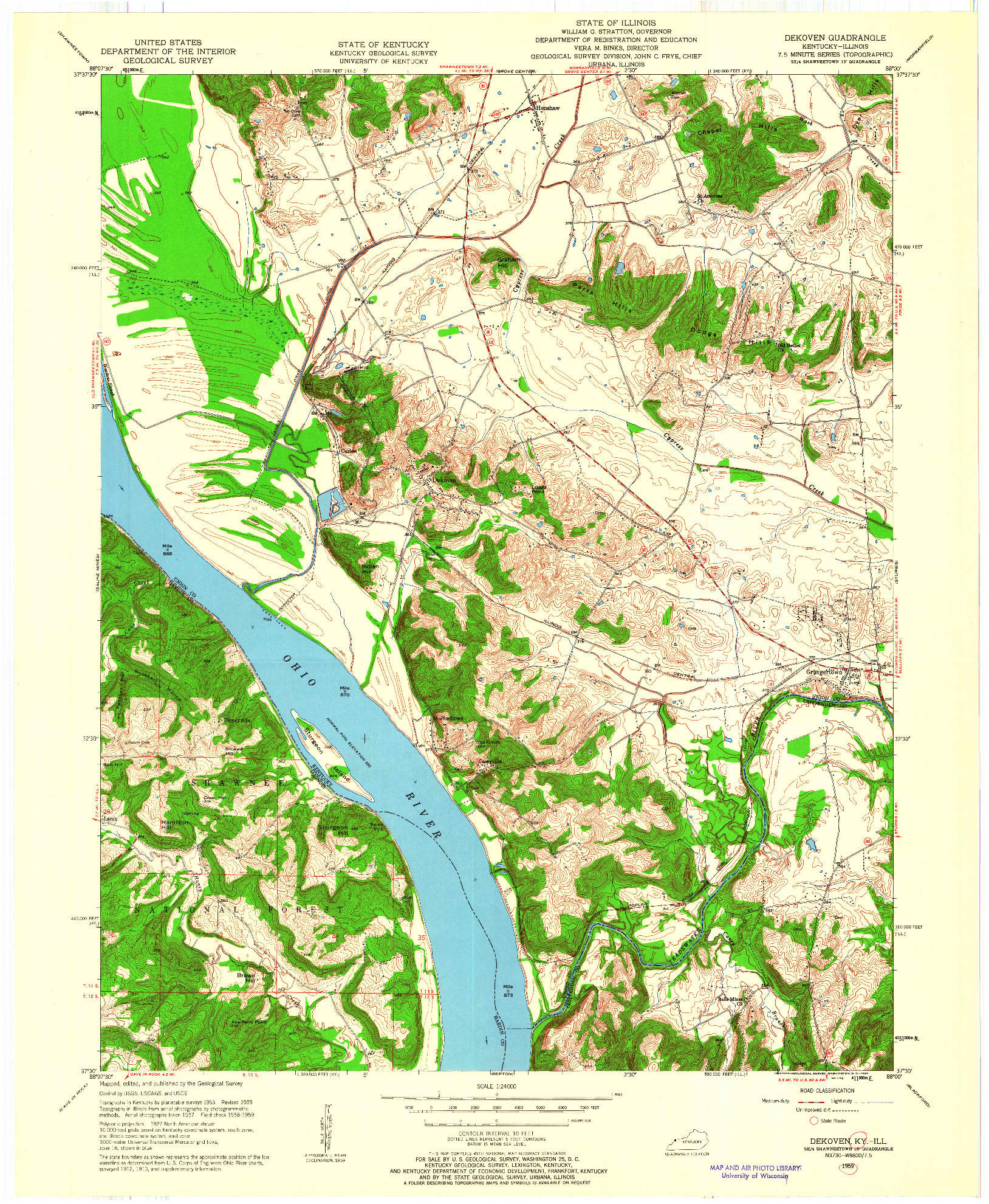 USGS 1:24000-SCALE QUADRANGLE FOR DEKOVEN, KY 1959