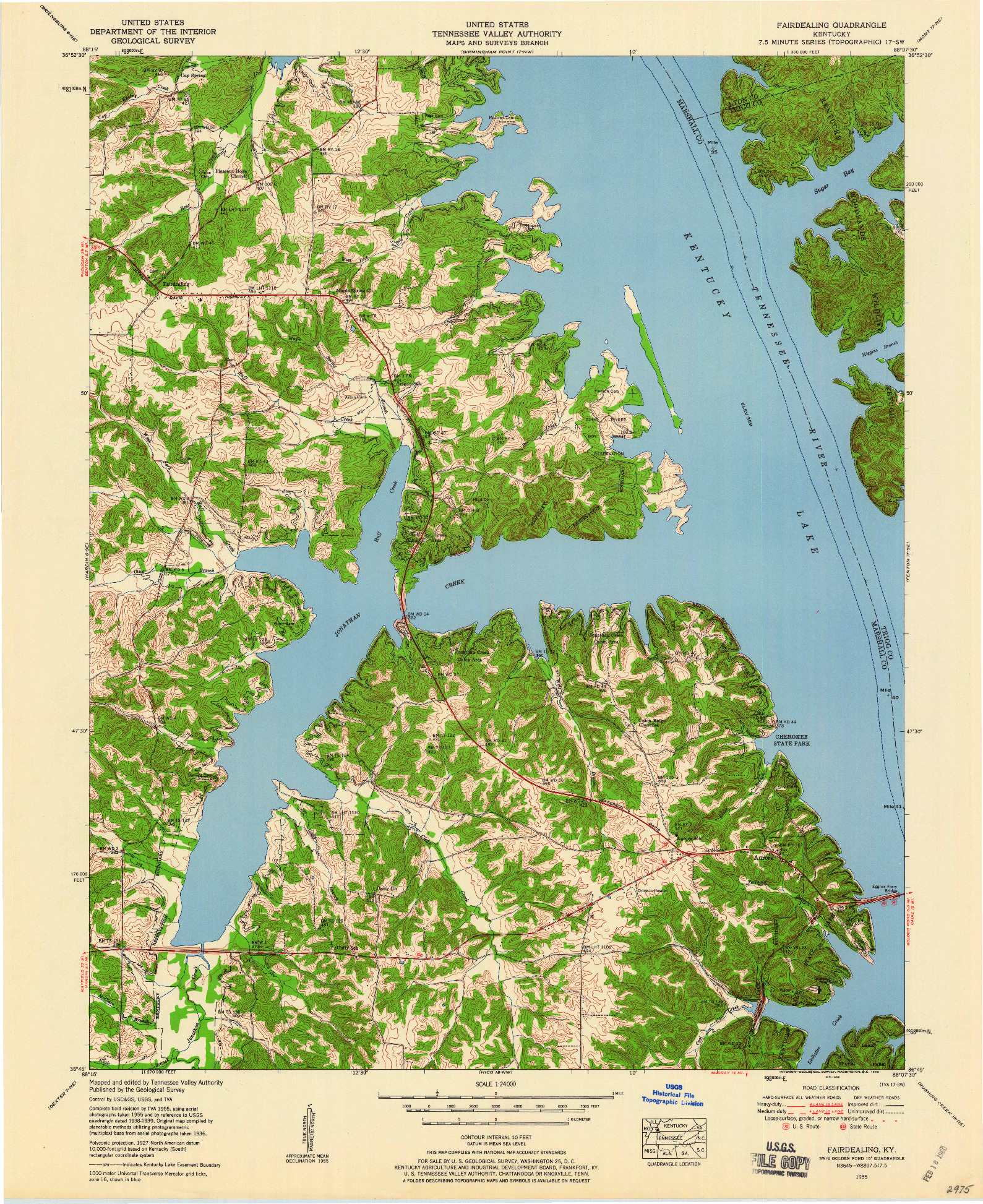 USGS 1:24000-SCALE QUADRANGLE FOR FAIRDEALING, KY 1955