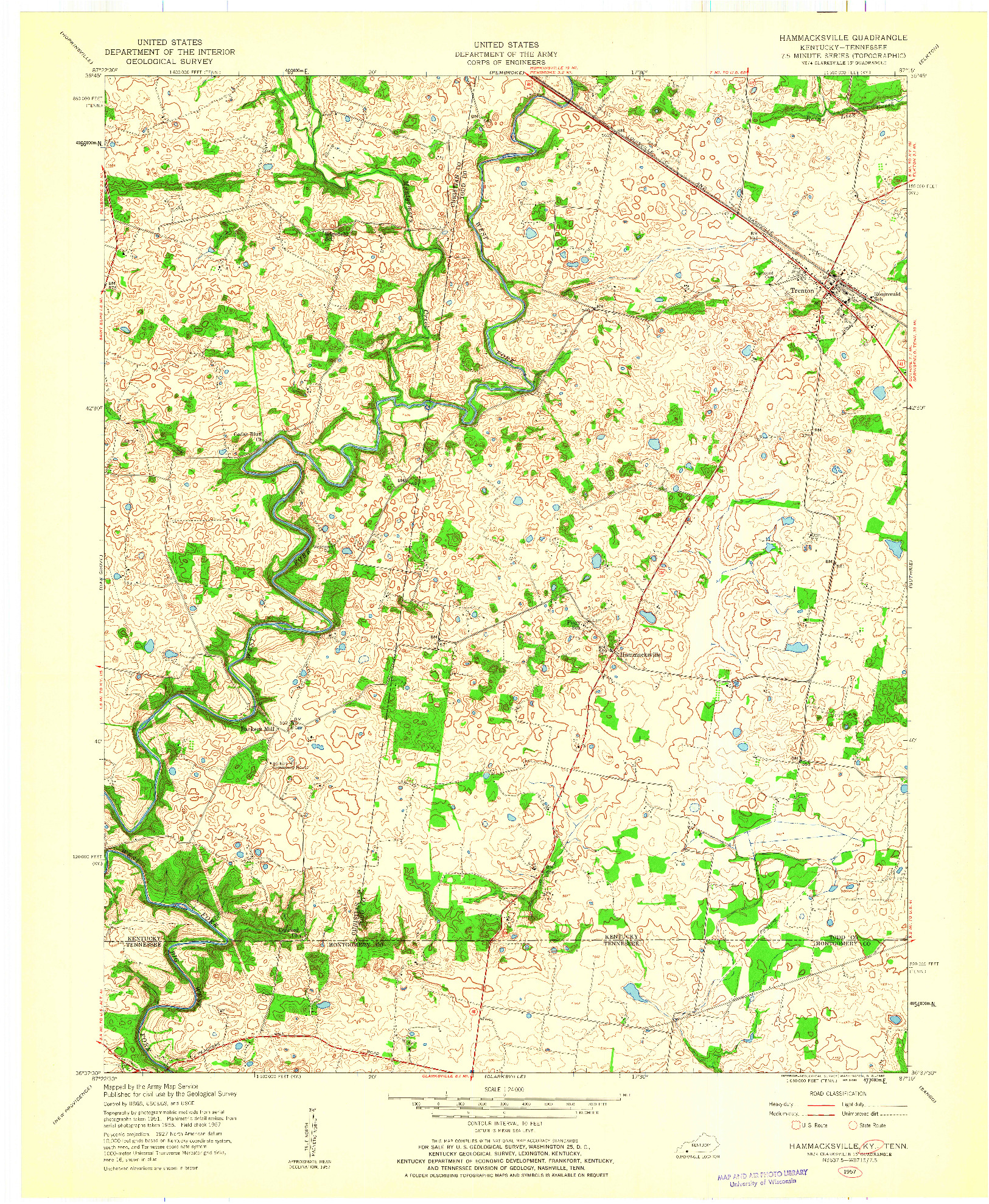 USGS 1:24000-SCALE QUADRANGLE FOR HAMMACKSVILLE, KY 1957