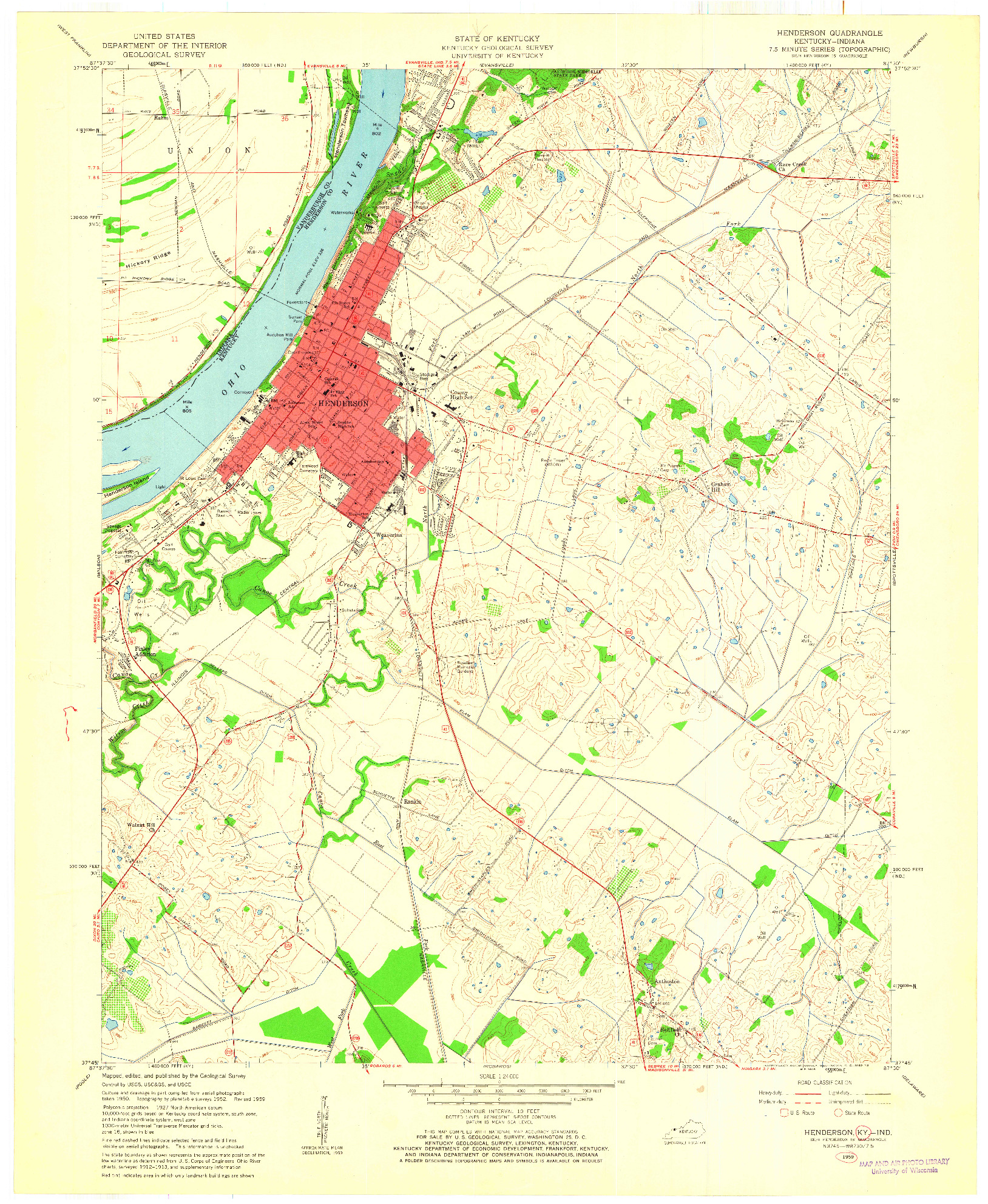 USGS 1:24000-SCALE QUADRANGLE FOR HENDERSON, KY 1959