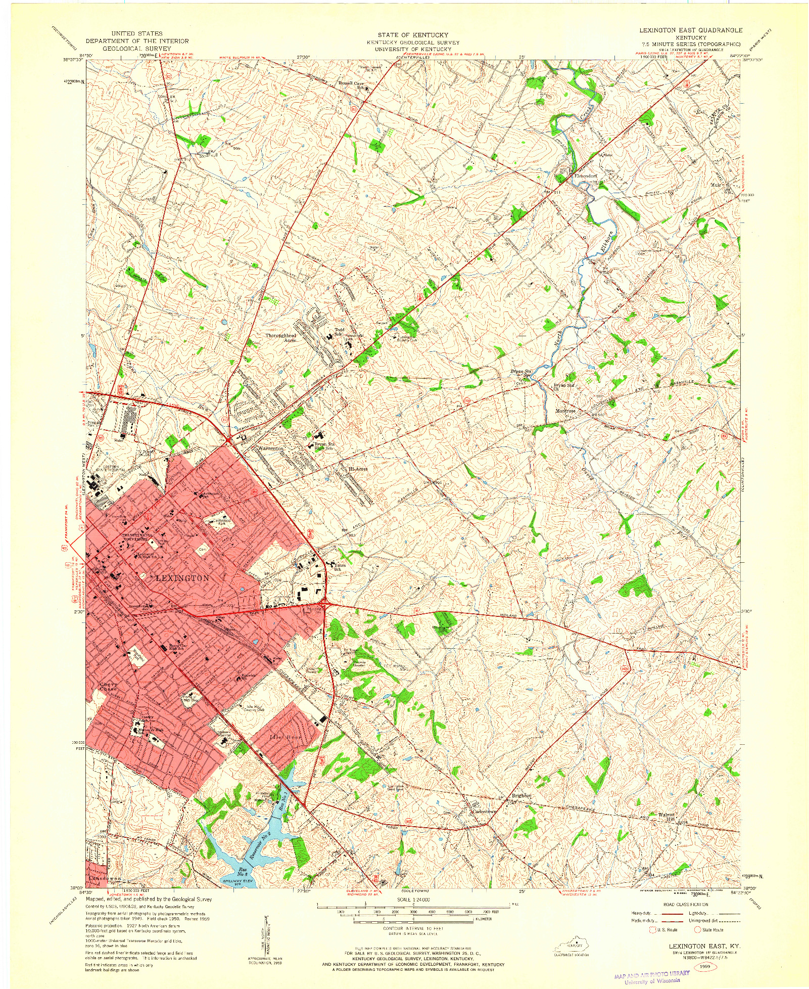 USGS 1:24000-SCALE QUADRANGLE FOR LEXINGTON EAST, KY 1959